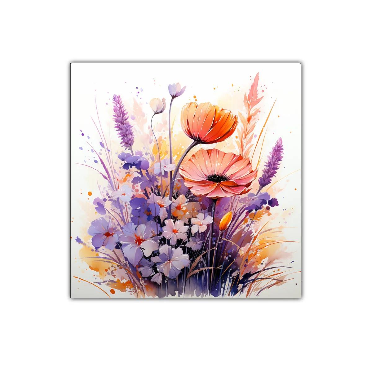 Cuadro floral moderno con tonos suaves y vibrantes