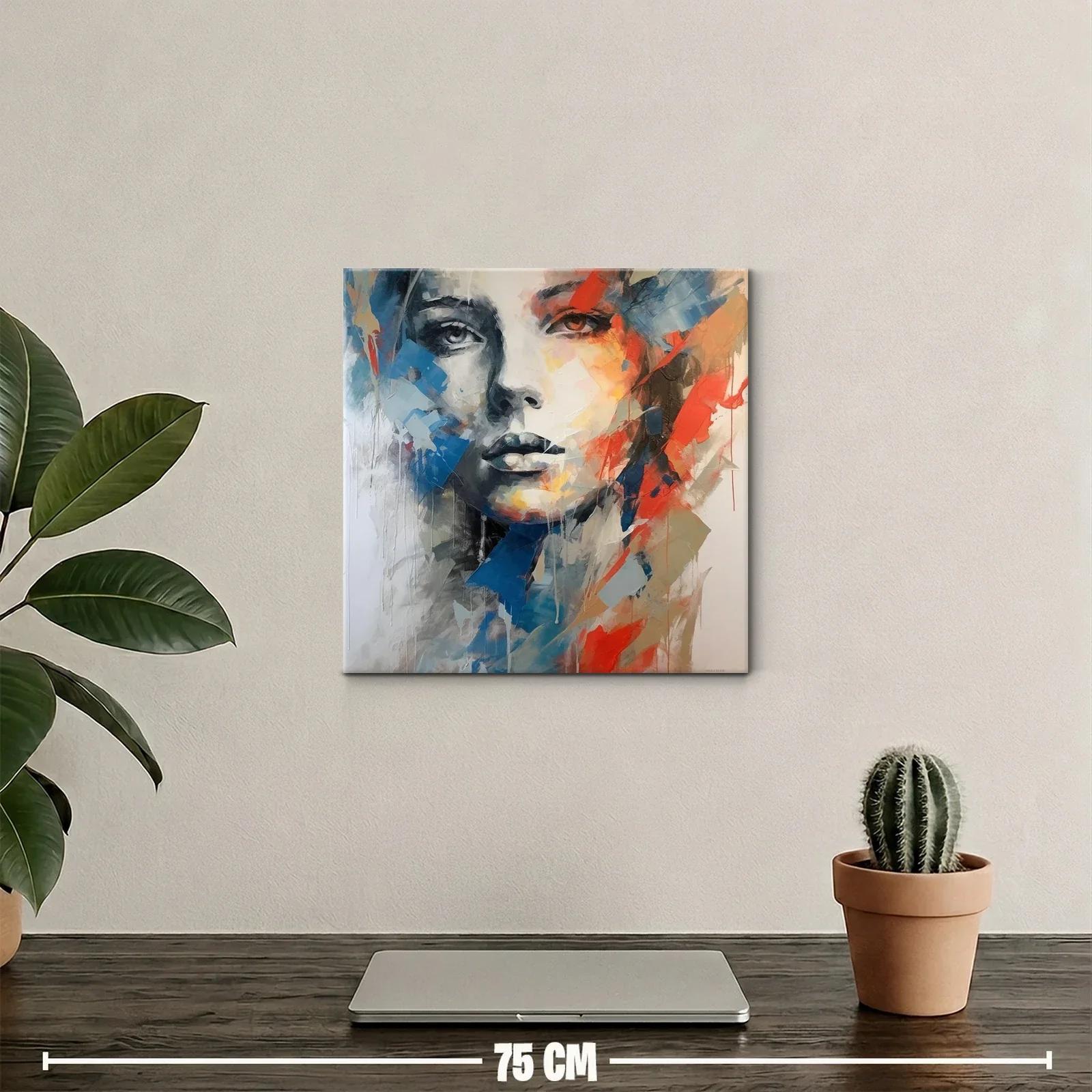 Retrato abstracto con vibrantes tonos cálidos y fríos — miniatura 2
