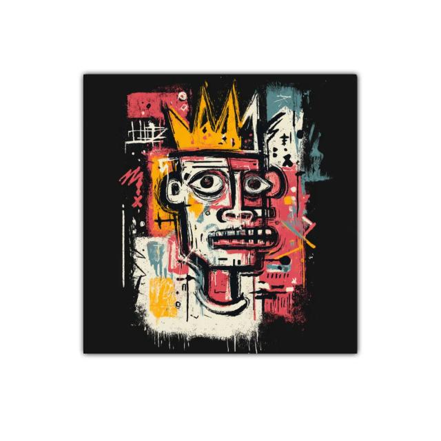 Retrato abstracto con corona en colores vibrantes