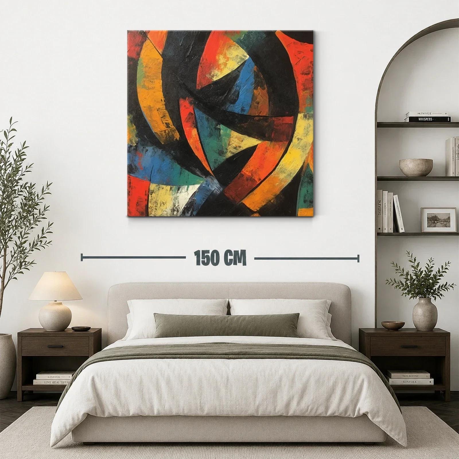 Composición Abstracta con Tonos Cálidos y Fríos Dinámicos — miniatura 3