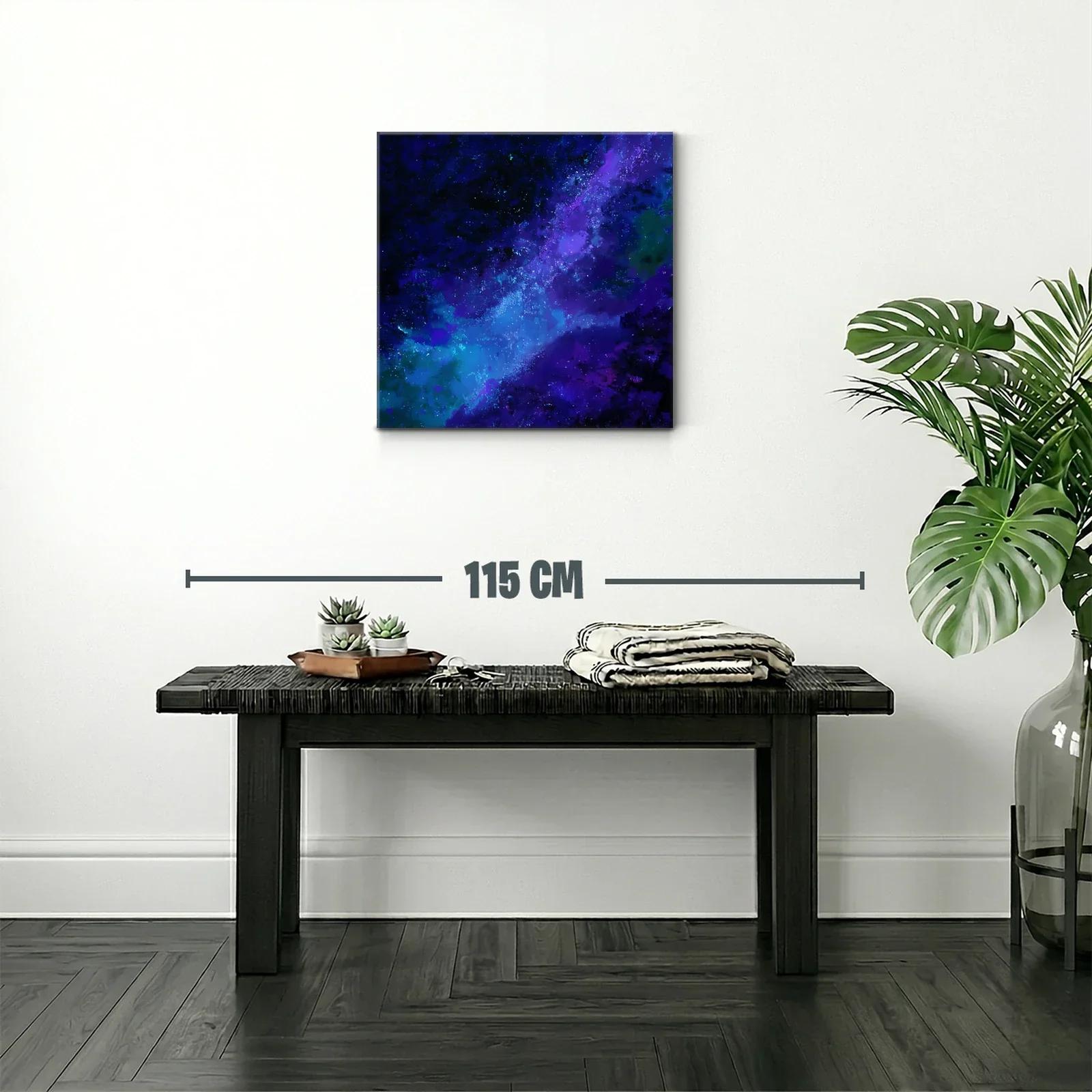 Cuadro abstracto con galaxia en tonos azules y morados — miniatura 2