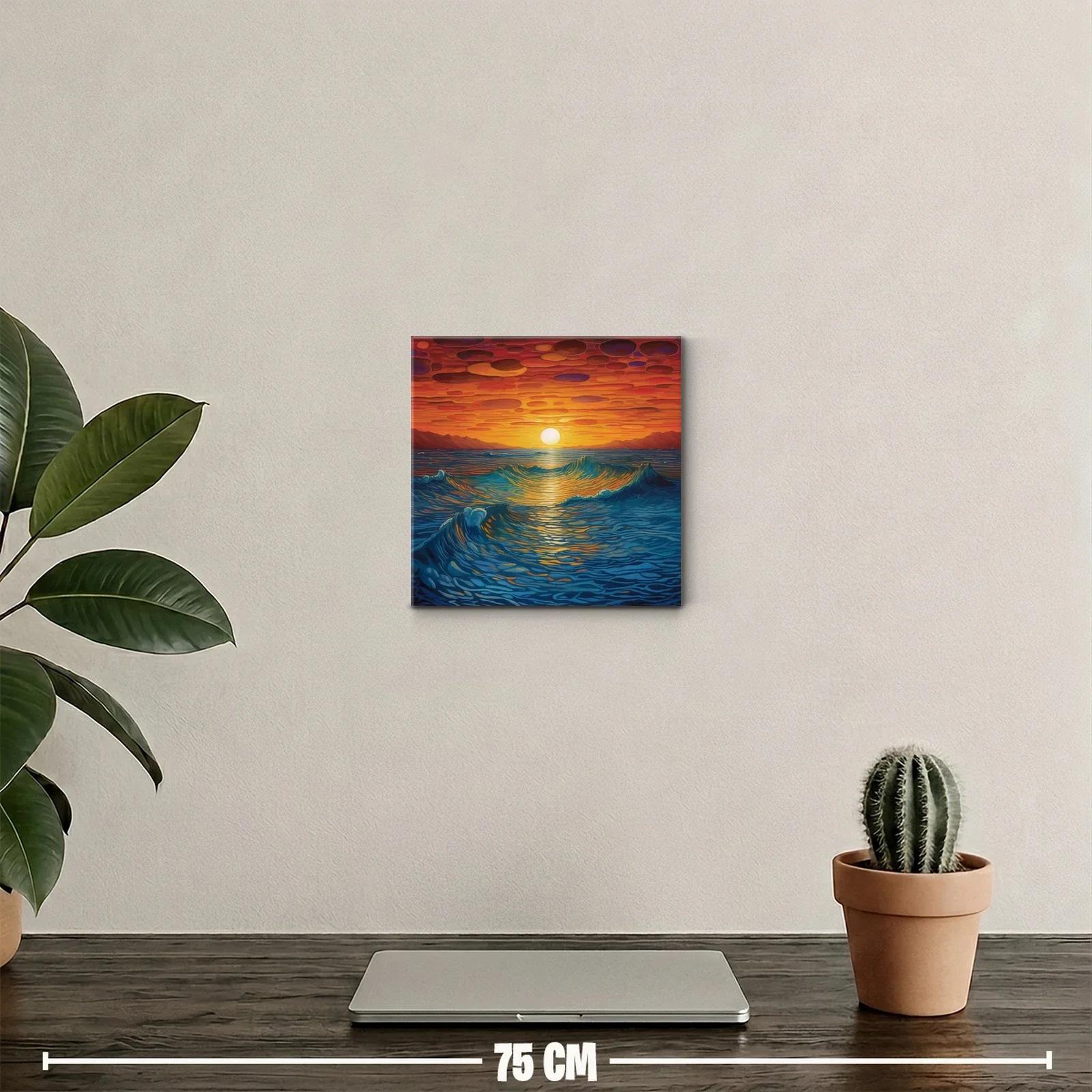 Atardecer vibrante sobre el mar con olas en movimiento — miniatura 2