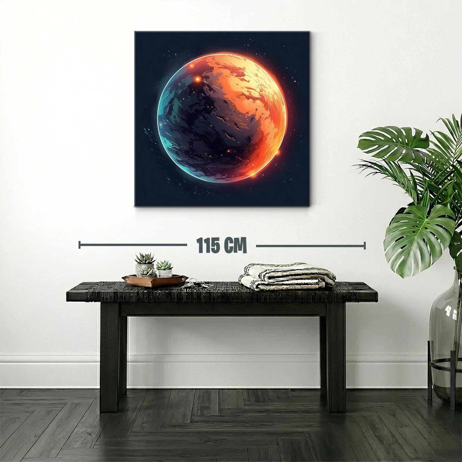 Planeta en tonos cálidos y fríos con brillo intenso — miniatura 2