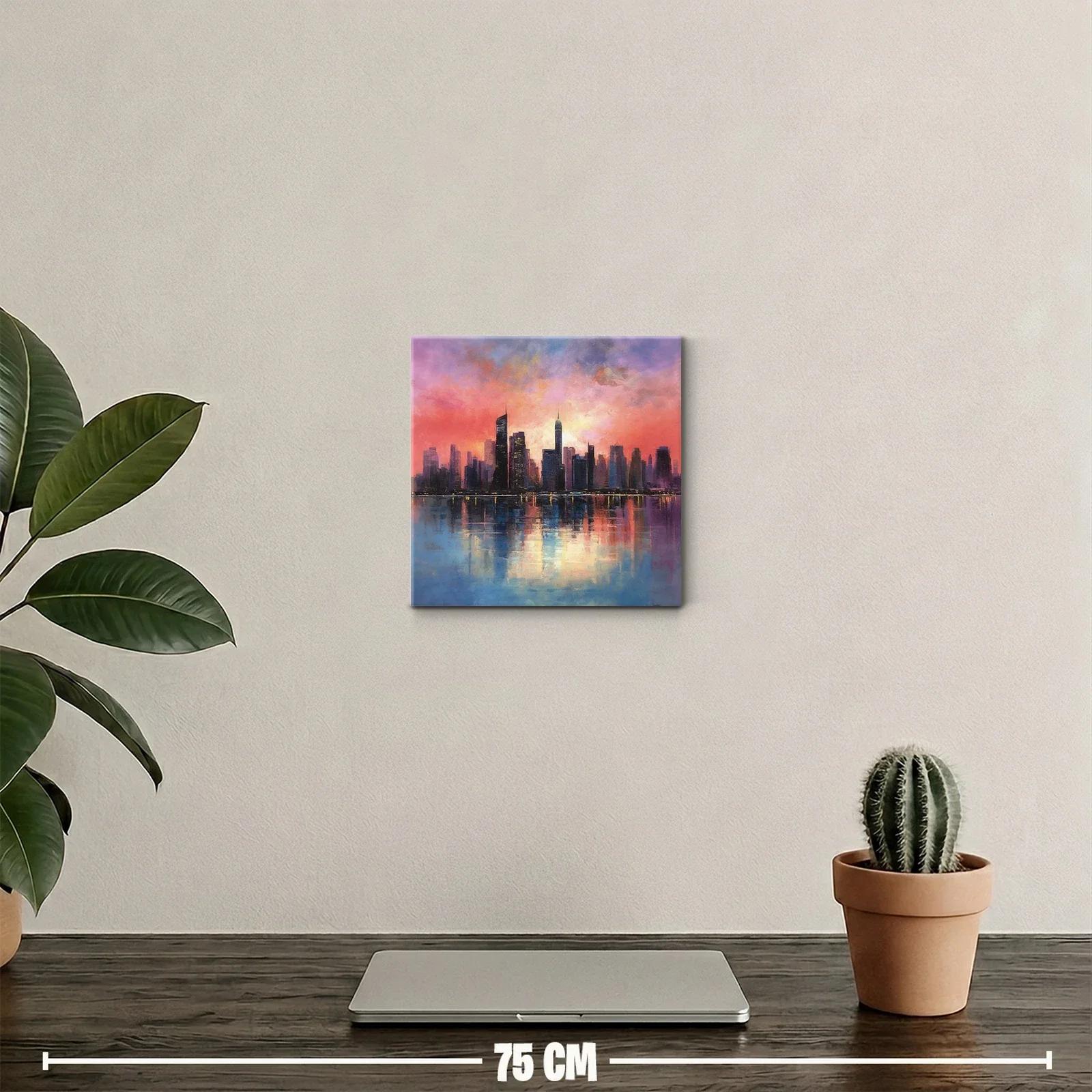 Atardecer urbano con reflejos vibrantes y cielo colorido — miniatura 2
