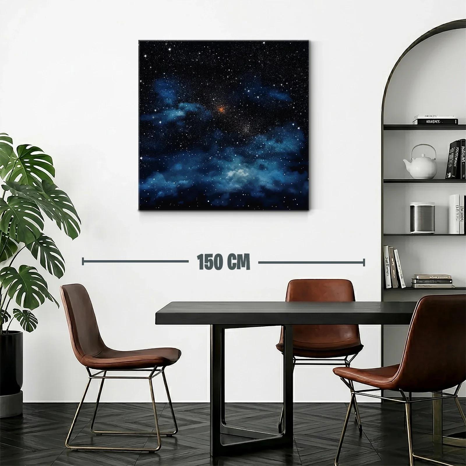 Cuadro de cielo estrellado con nebulosas azules y destellos blancos — miniatura 2