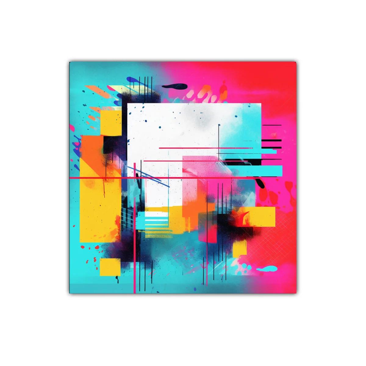 Cuadro decorativo abstracto con vibrantes colores neón