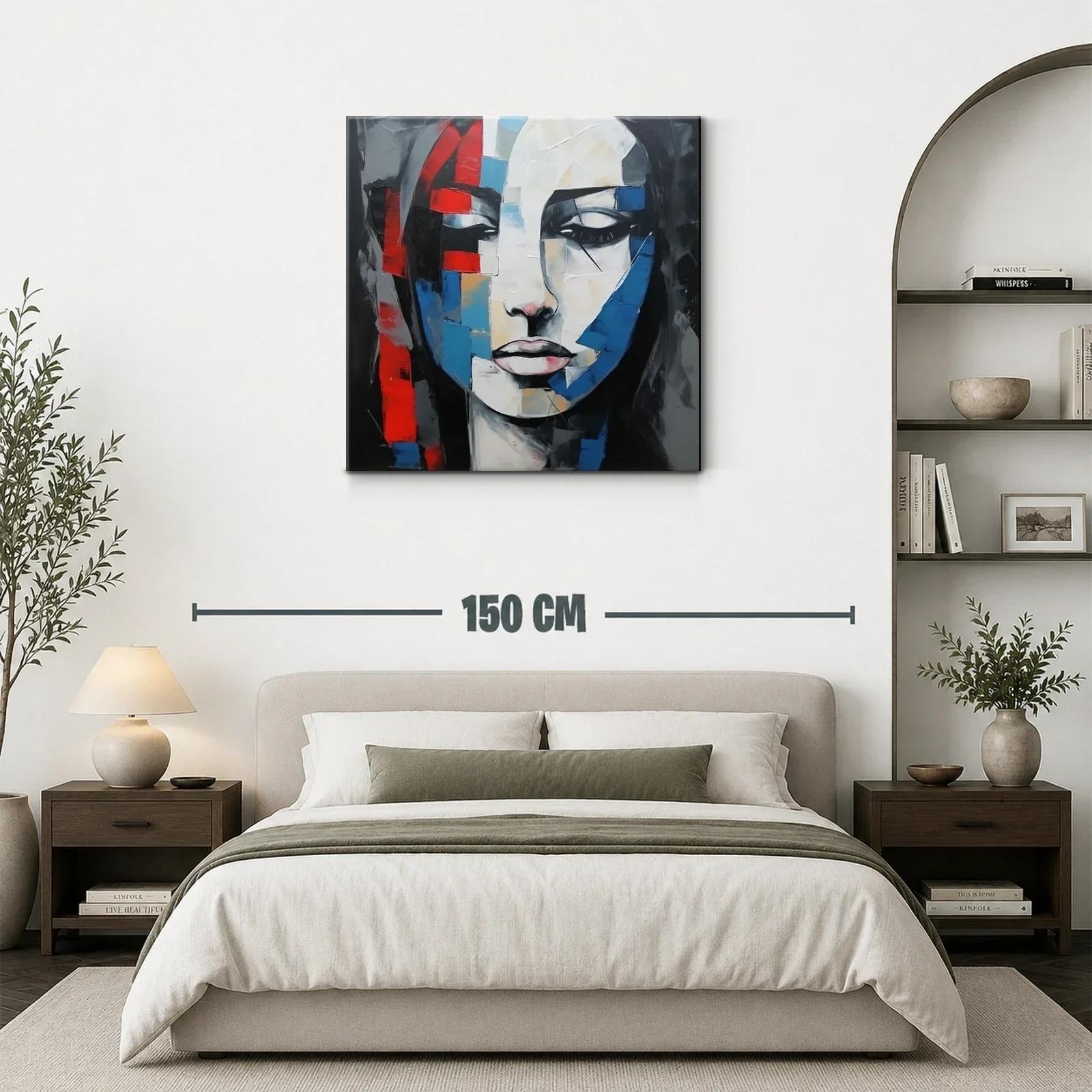 Retrato abstracto vibrante con toques rojos y azules — miniatura 3
