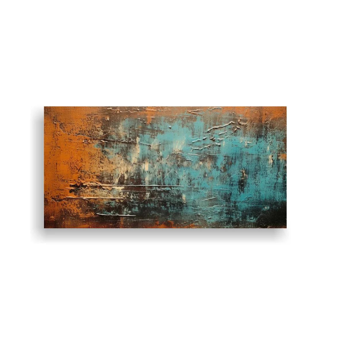 Cuadro textura abstracta en turquesa y óxido — imagen principal