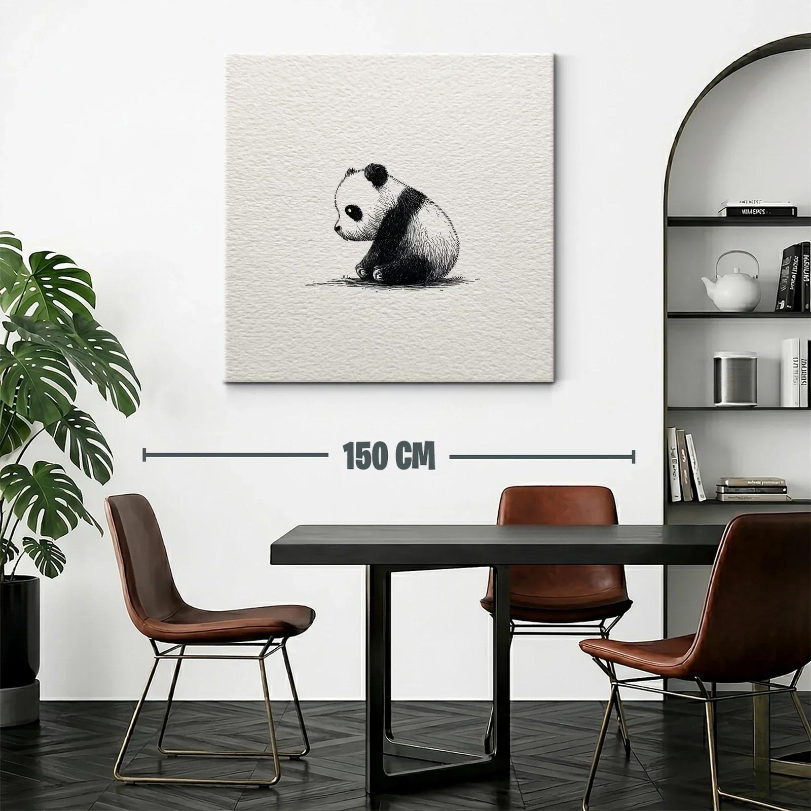Sutil ilustración de panda bebé en blanco y negro — miniatura 2