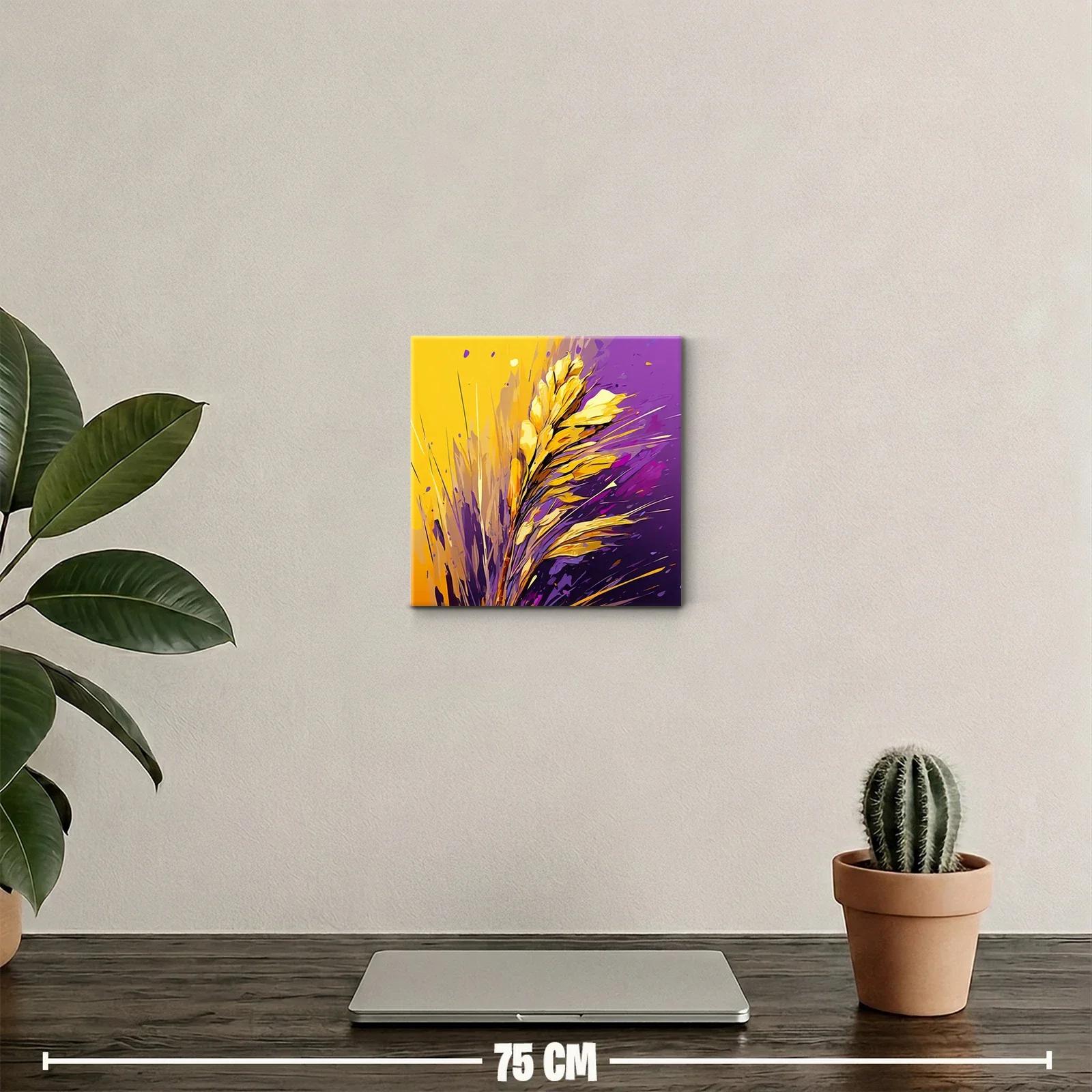 Cuadro decorativo con ramo abstracto en tonos amarillos y morados — miniatura 2