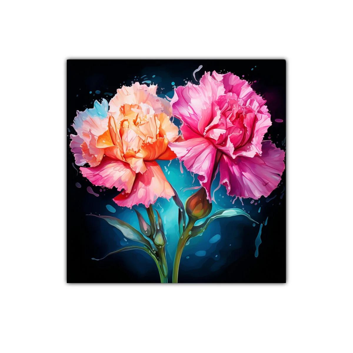 Cuadro moderno con flores vibrantes en tonos rosa y naranja — imagen principal