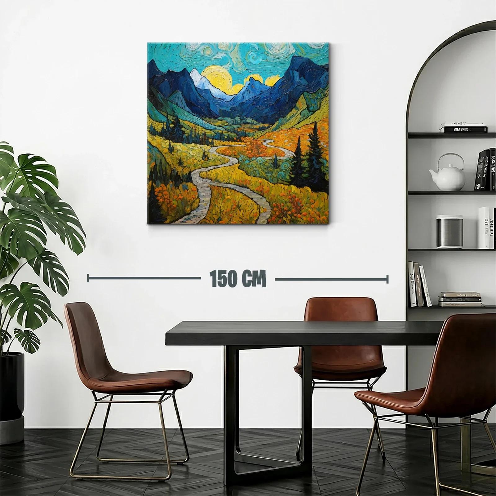 Paisaje montañoso con sendero bajo cielo vibrante — miniatura 2
