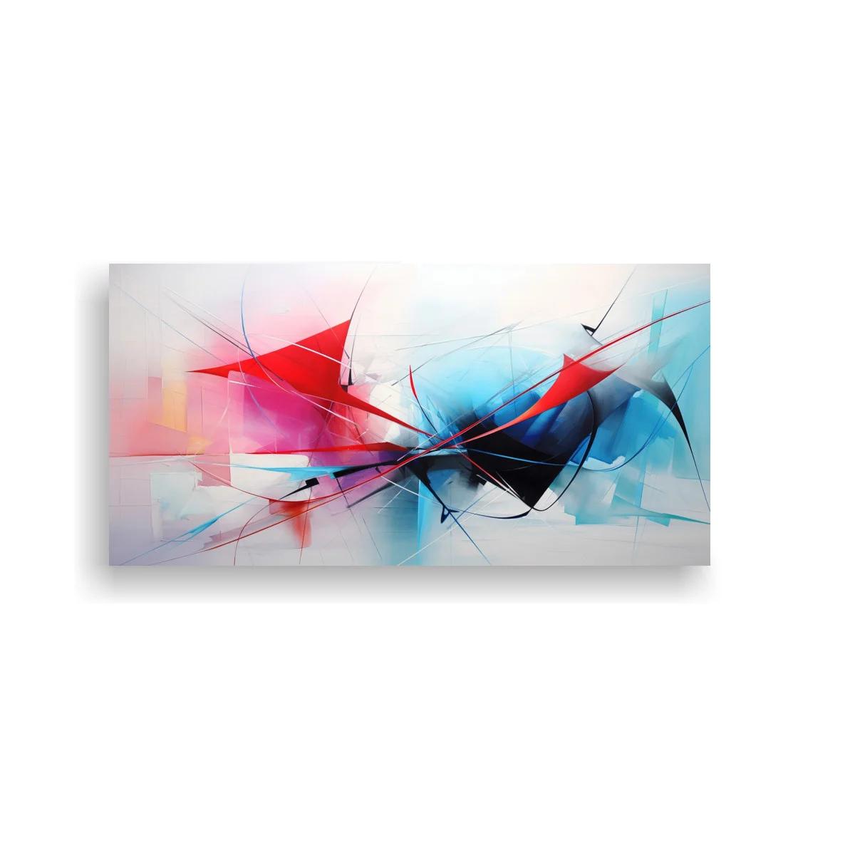 Cuadro abstracto de formas angulares con diagonales superpuestas