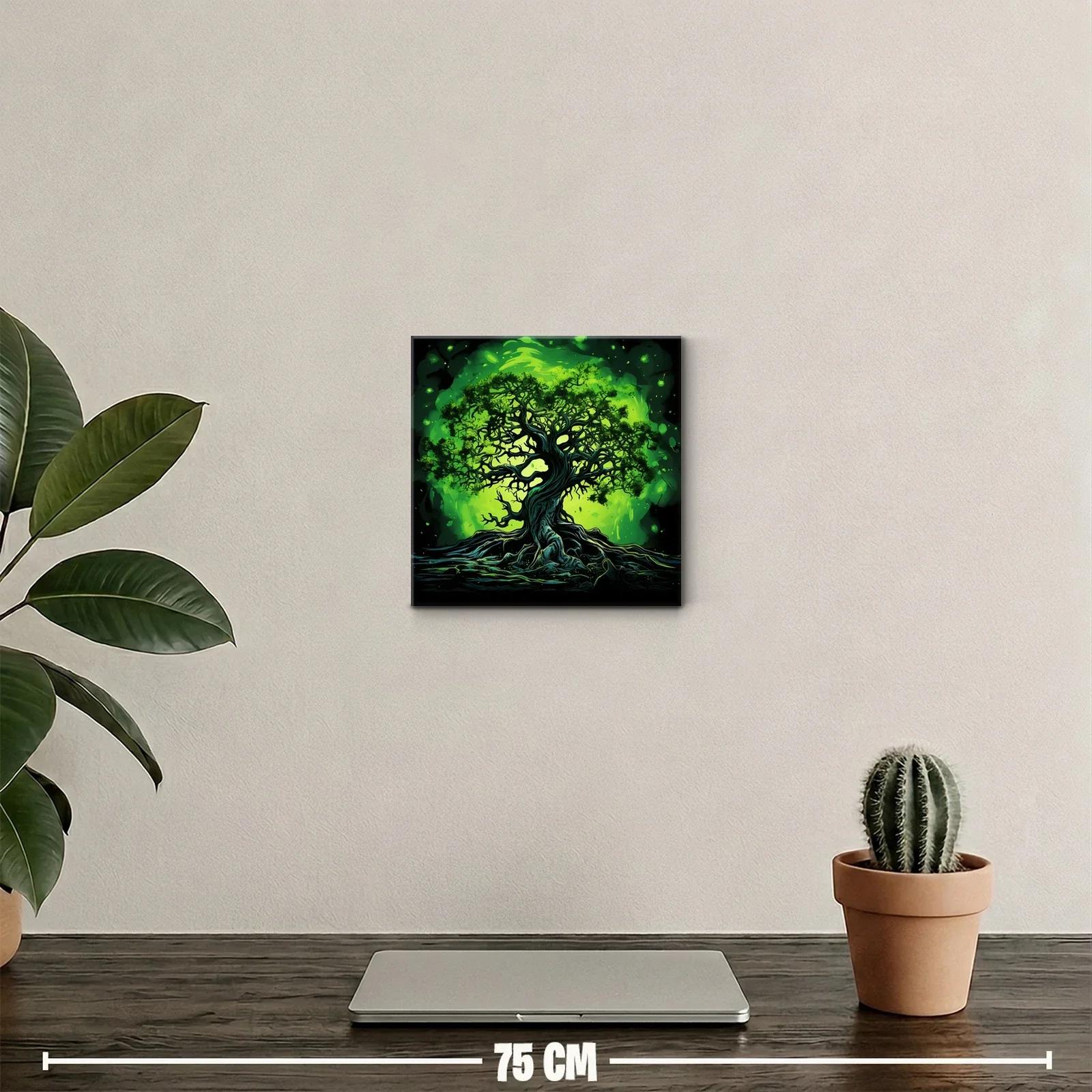 Árbol místico iluminado en tonos verdes vibrantes — miniatura 2