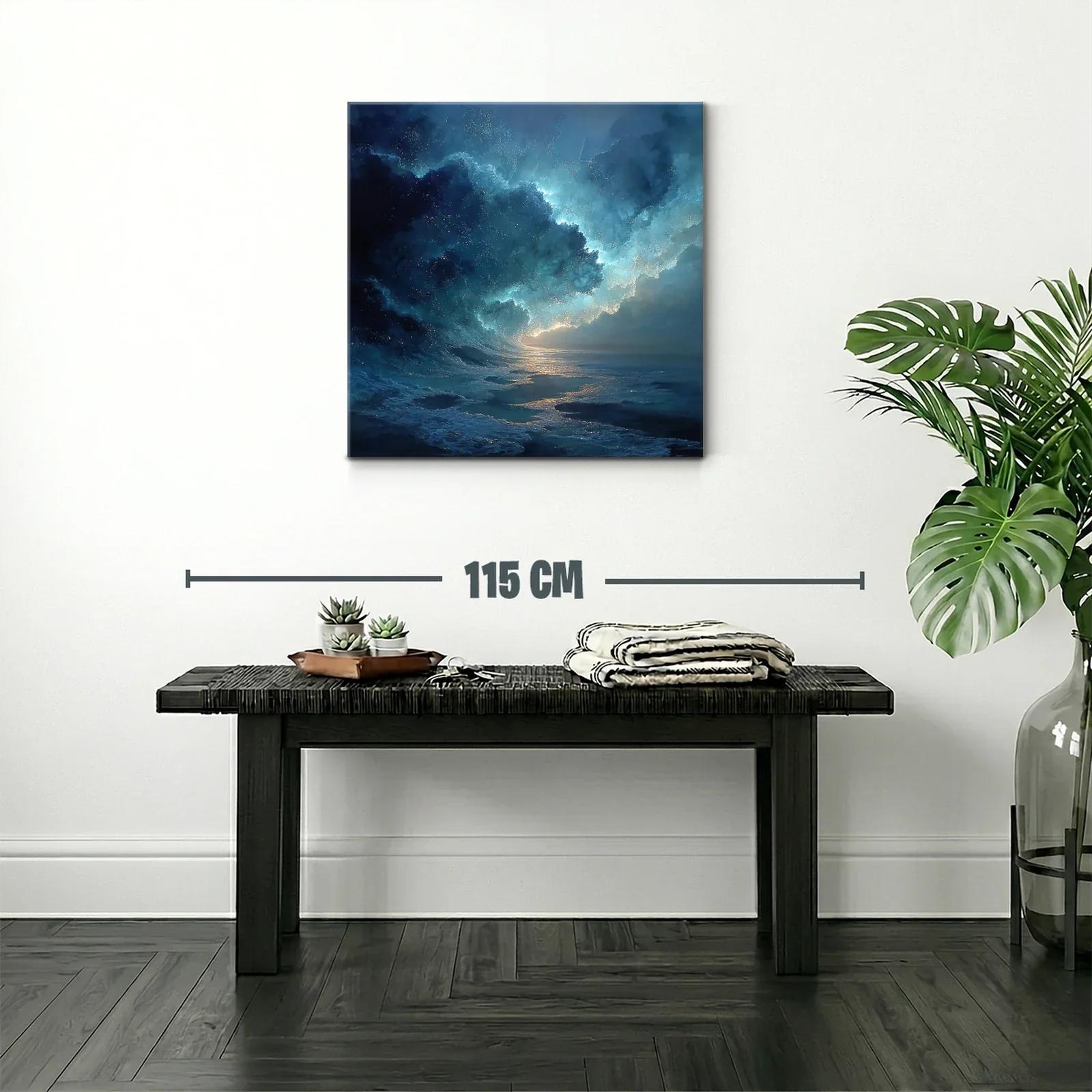 Olas nocturnas con destellos de luz en azul profundo — miniatura 2