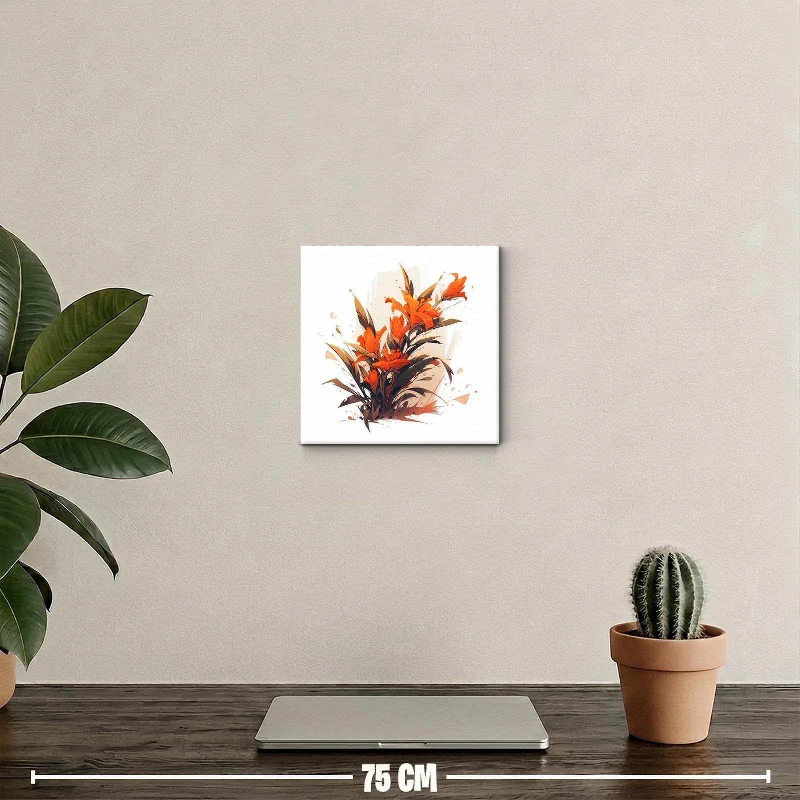 Cuadro decorativo con vibrantes flores anaranjadas y follaje — miniatura 2