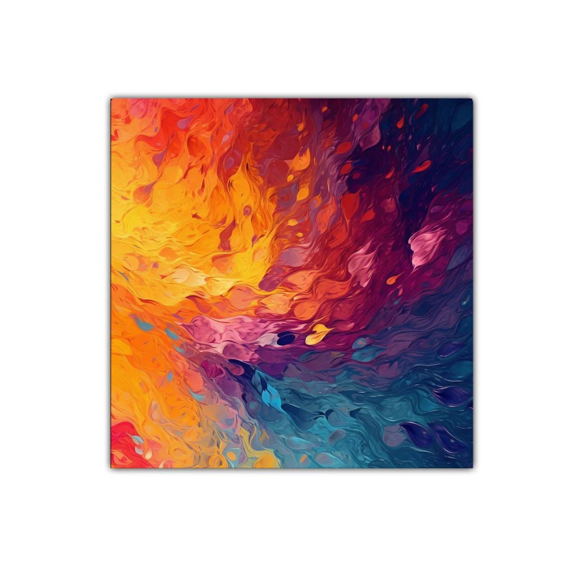 Explosión de colores cálidos y fríos en movimiento