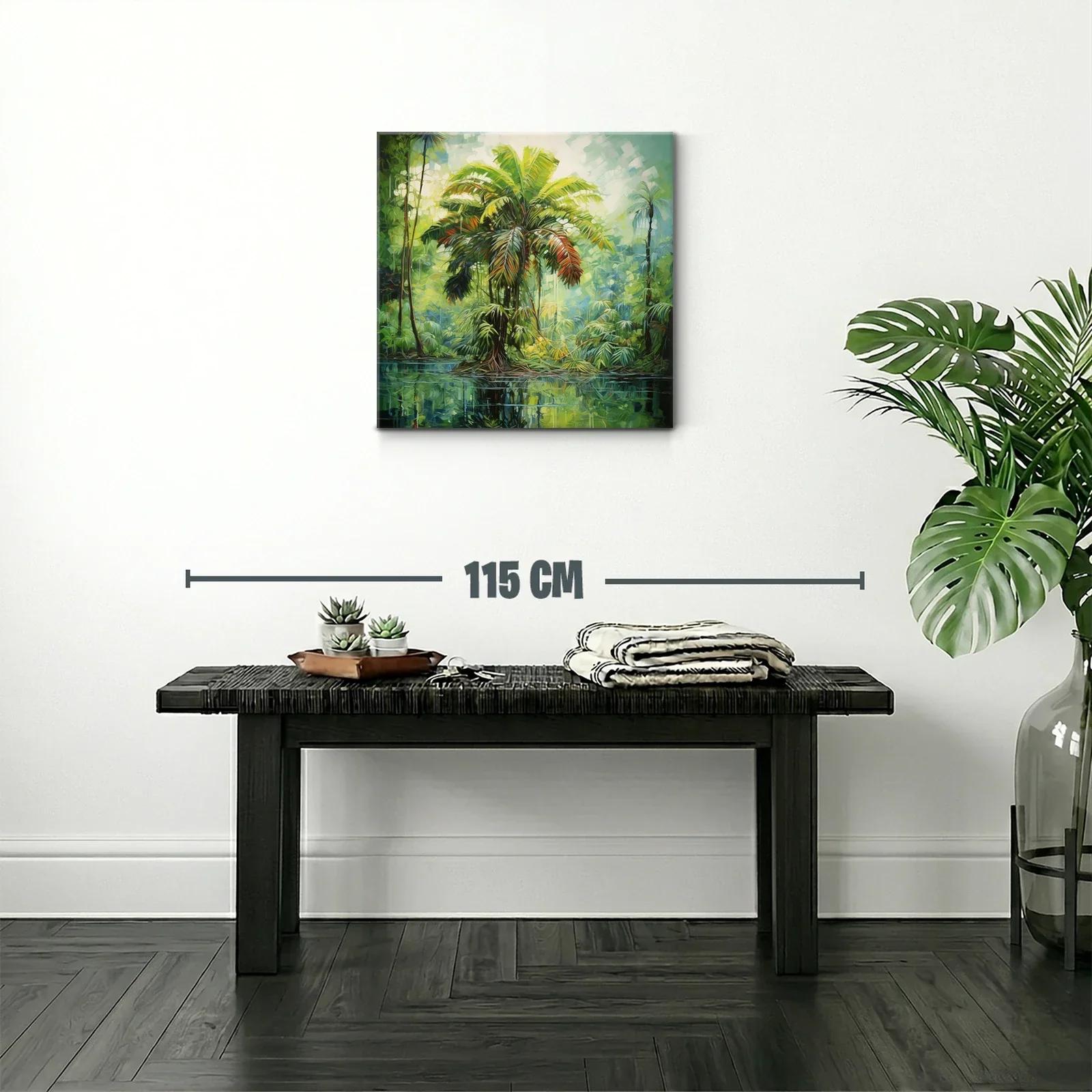 Exuberante paisaje tropical con palmera vibrante y reflejos — miniatura 2