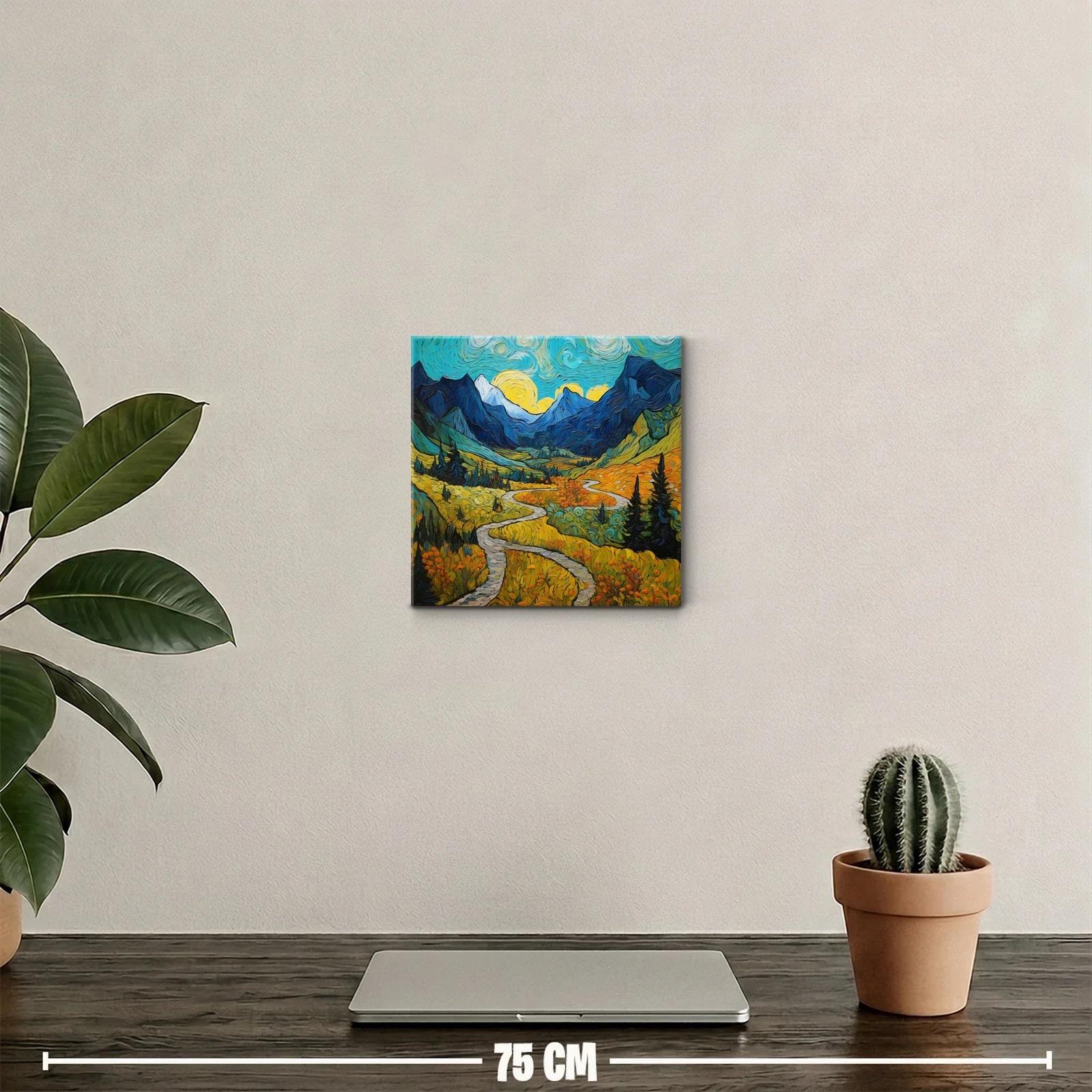 Paisaje montañoso con sendero bajo cielo vibrante — miniatura 2