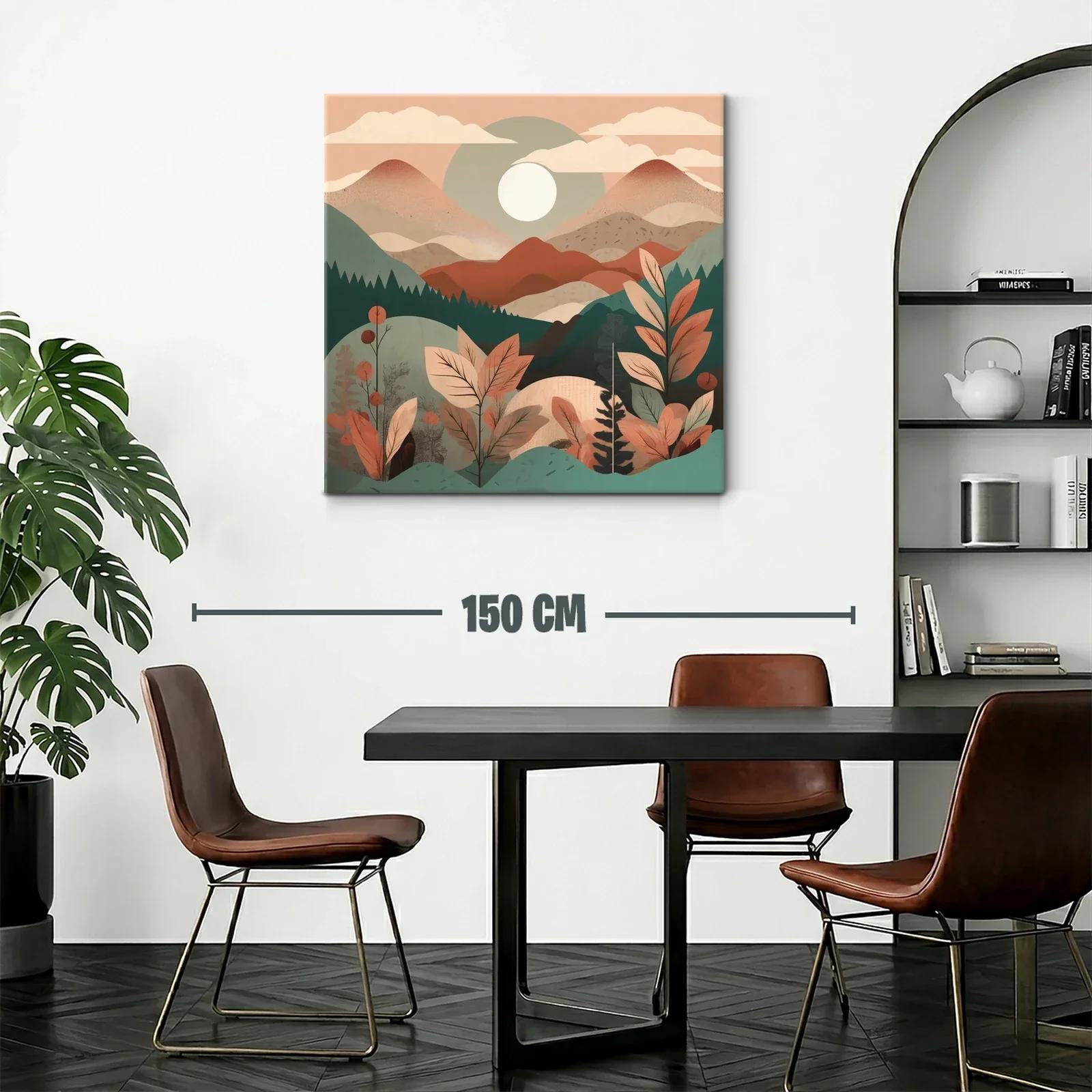 Paisaje sereno con montañas y hojas en tonos otoñales — miniatura 2