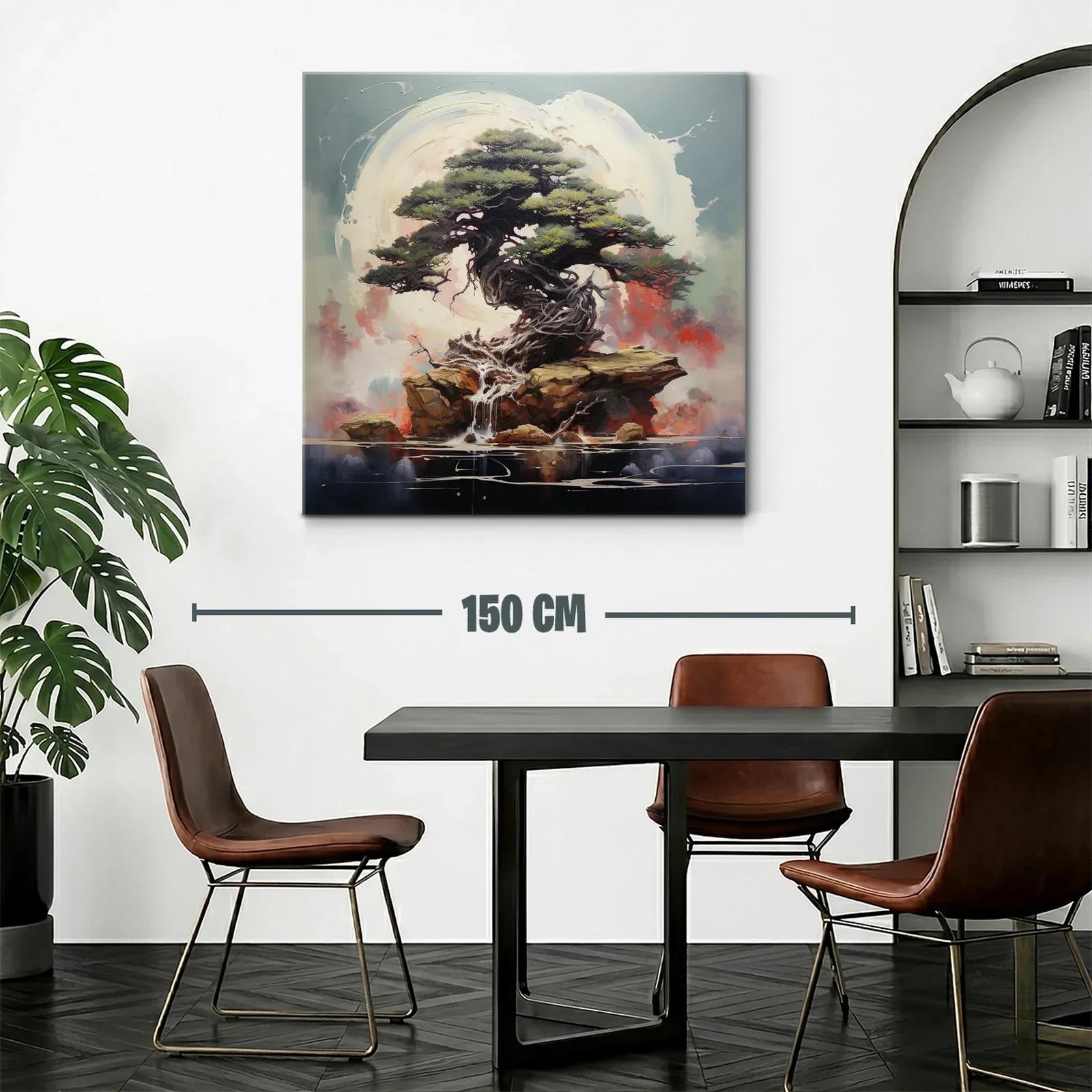 Árbol antiguo sobre rocas con fondo etéreo y luz suave — miniatura 2