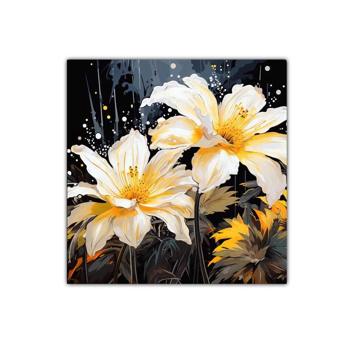 Flores luminosas en tonos amarillos sobre fondo oscuro — imagen principal