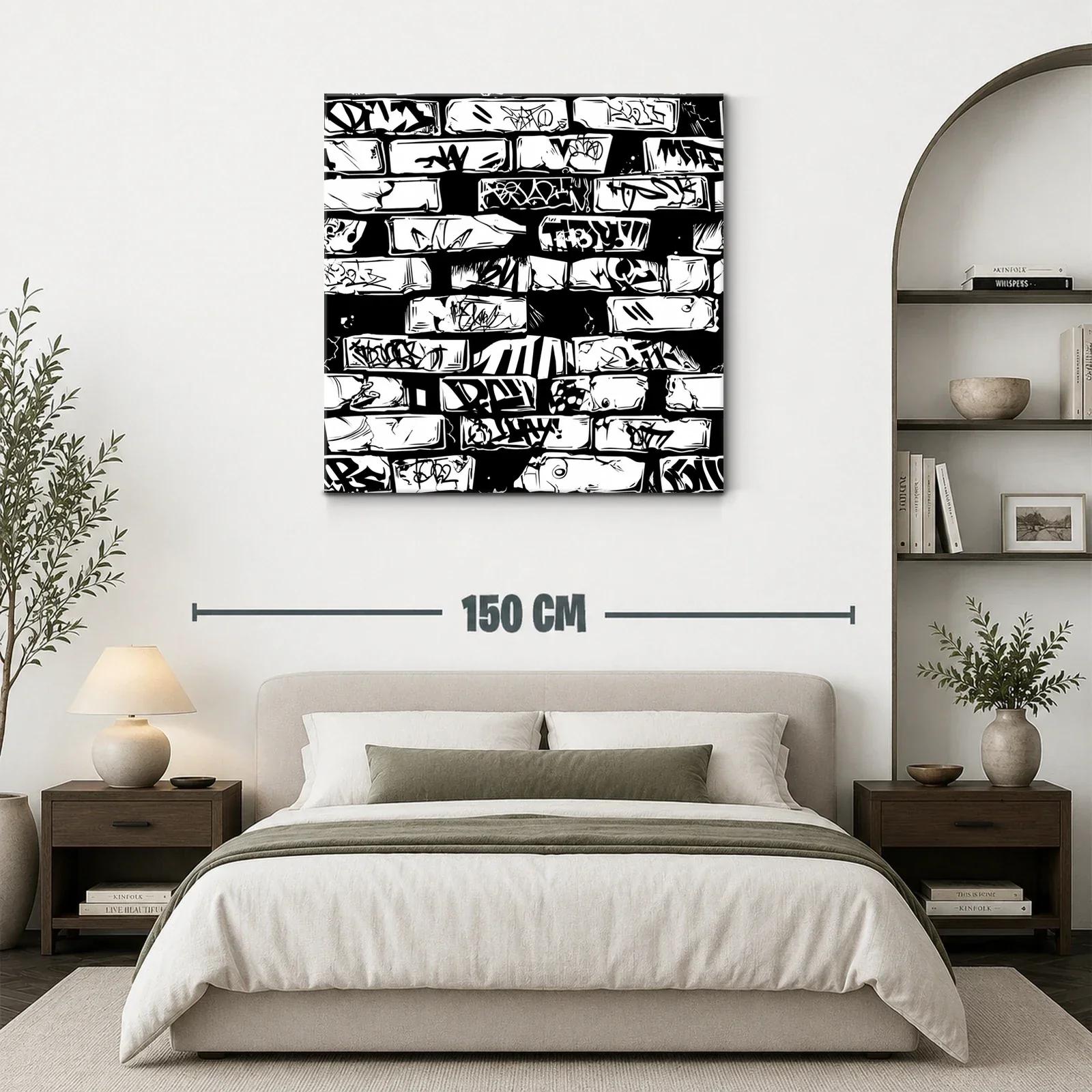 Arte urbano con grafitis en patrón monocromo moderno — miniatura 3