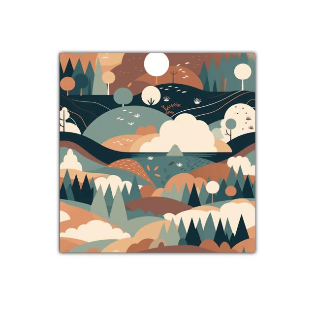 Paisaje abstracto sereno con tonos tierra y formas suaves