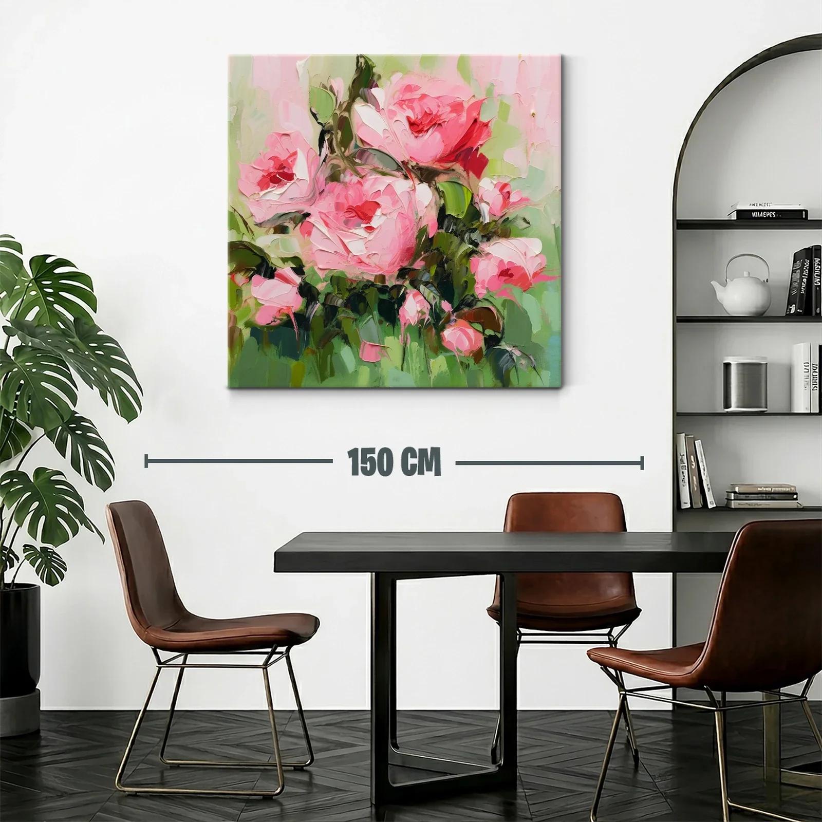 Cuadro florales en tonos rosas y verdes vibrantes — miniatura 2