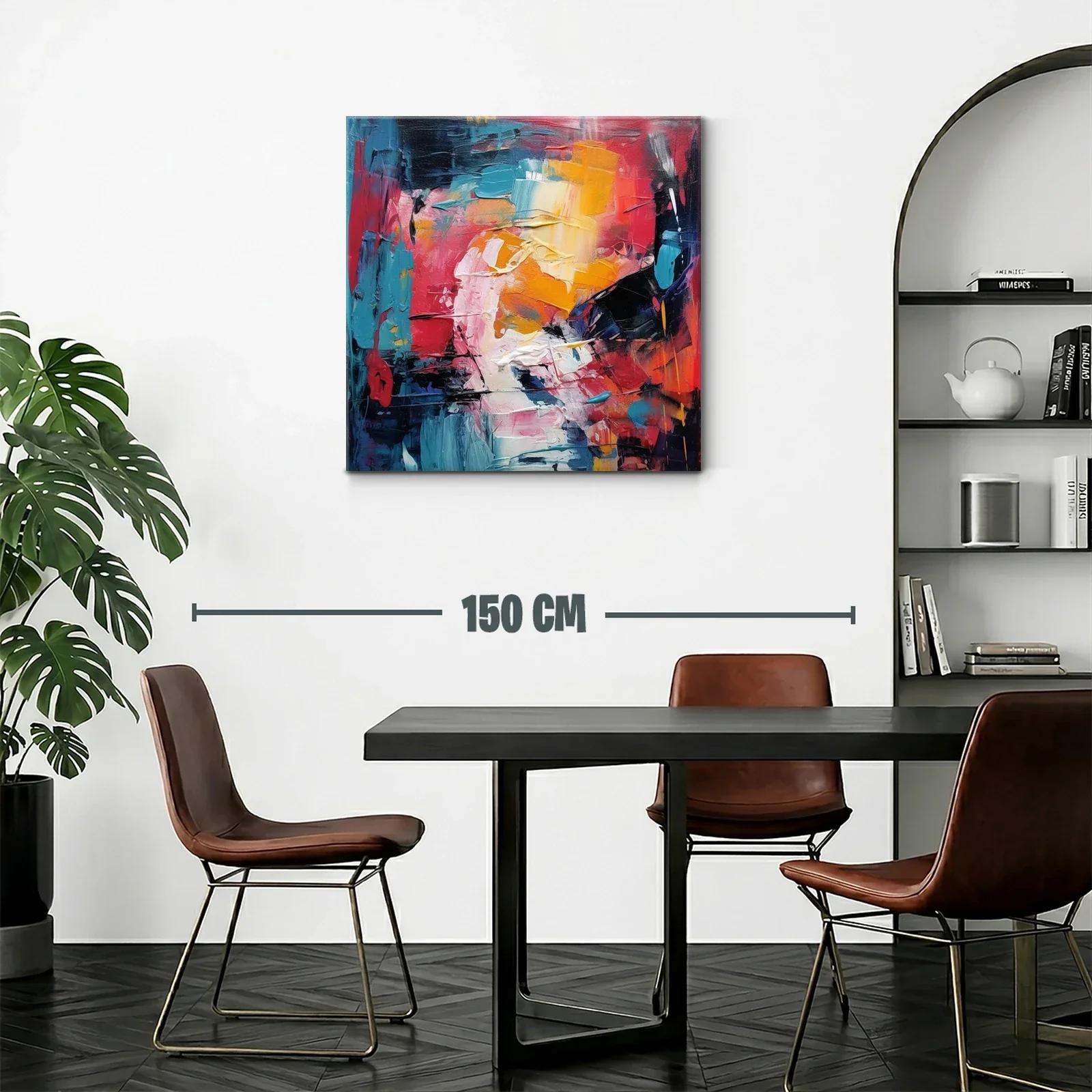 Cuadro abstracto con vibrantes tonos cálidos y fríos — miniatura 2