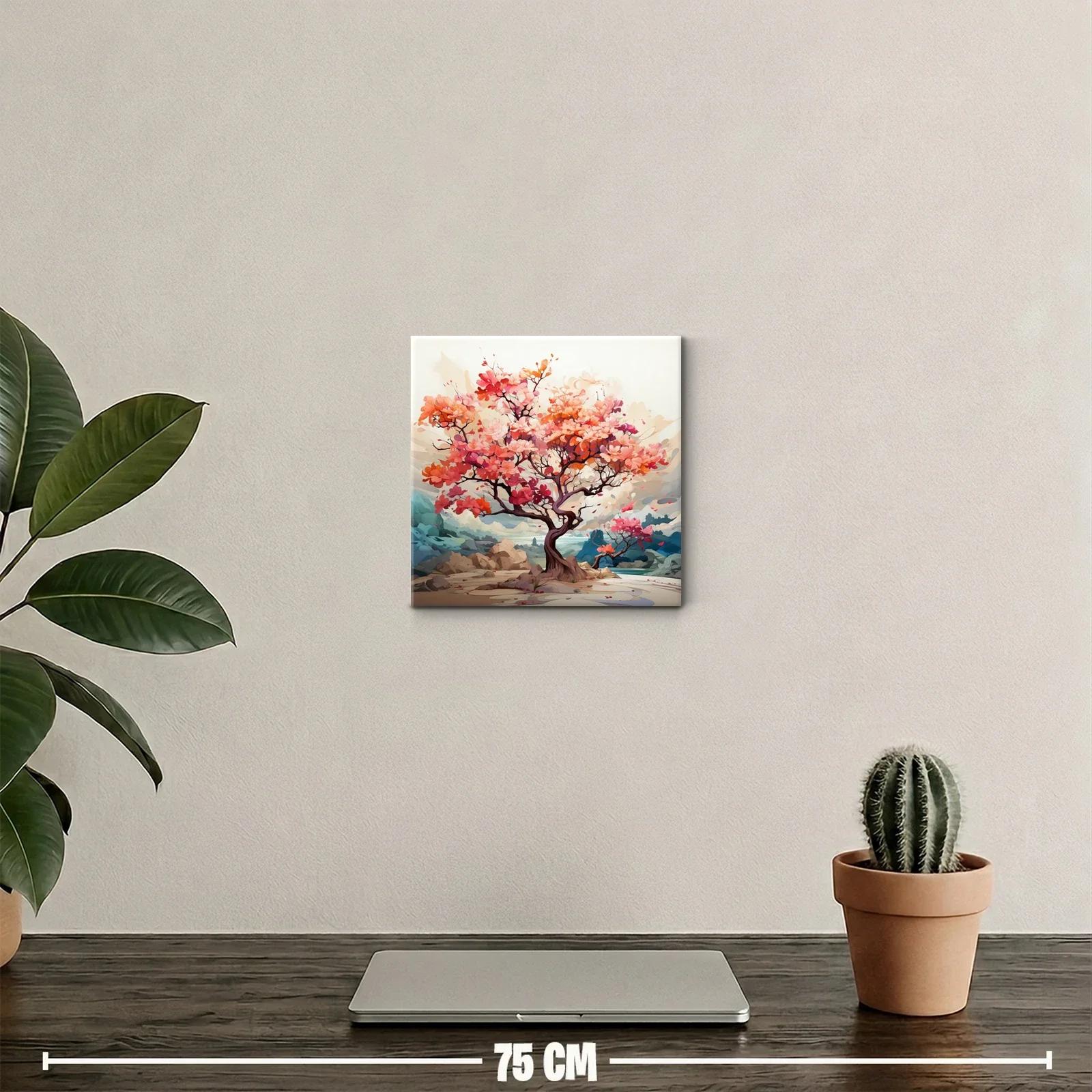 Árbol de flores vibrantes en paisaje sereno y etéreo — miniatura 2