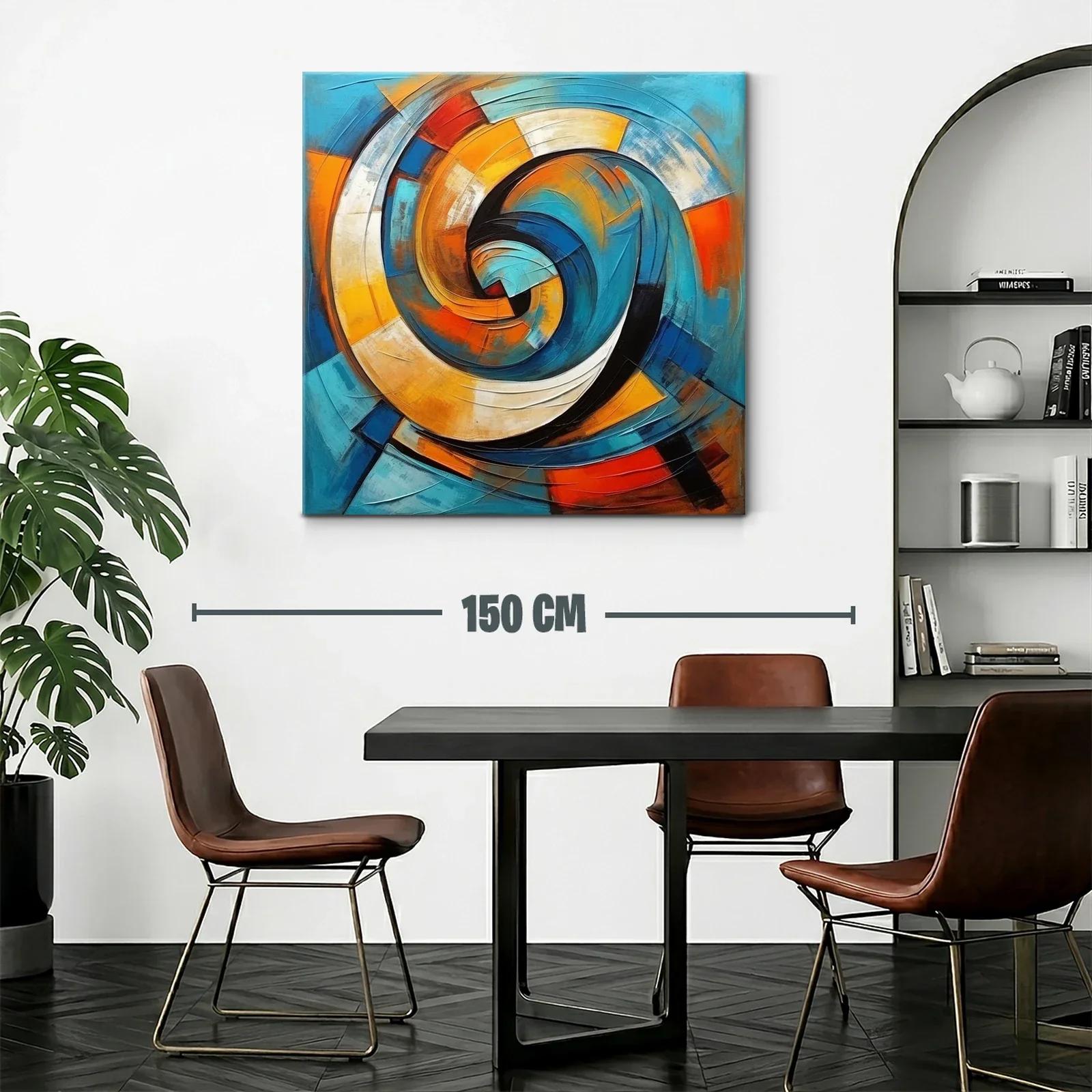 Cuadro abstracto espiral con tonos vibrantes y dinámicos — miniatura 2
