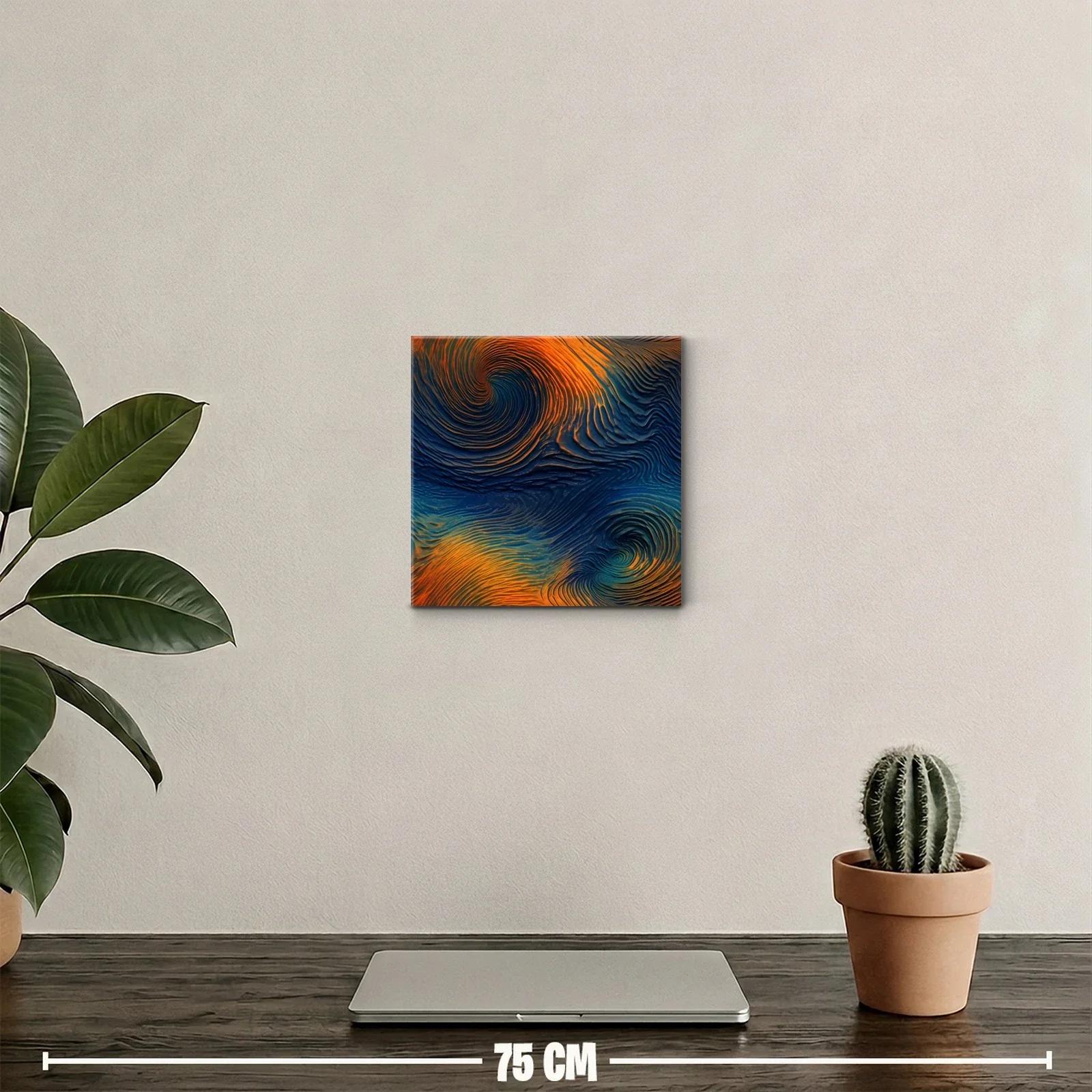 Cuadro abstracto con remolinos en tonos cálidos y profundos — miniatura 2
