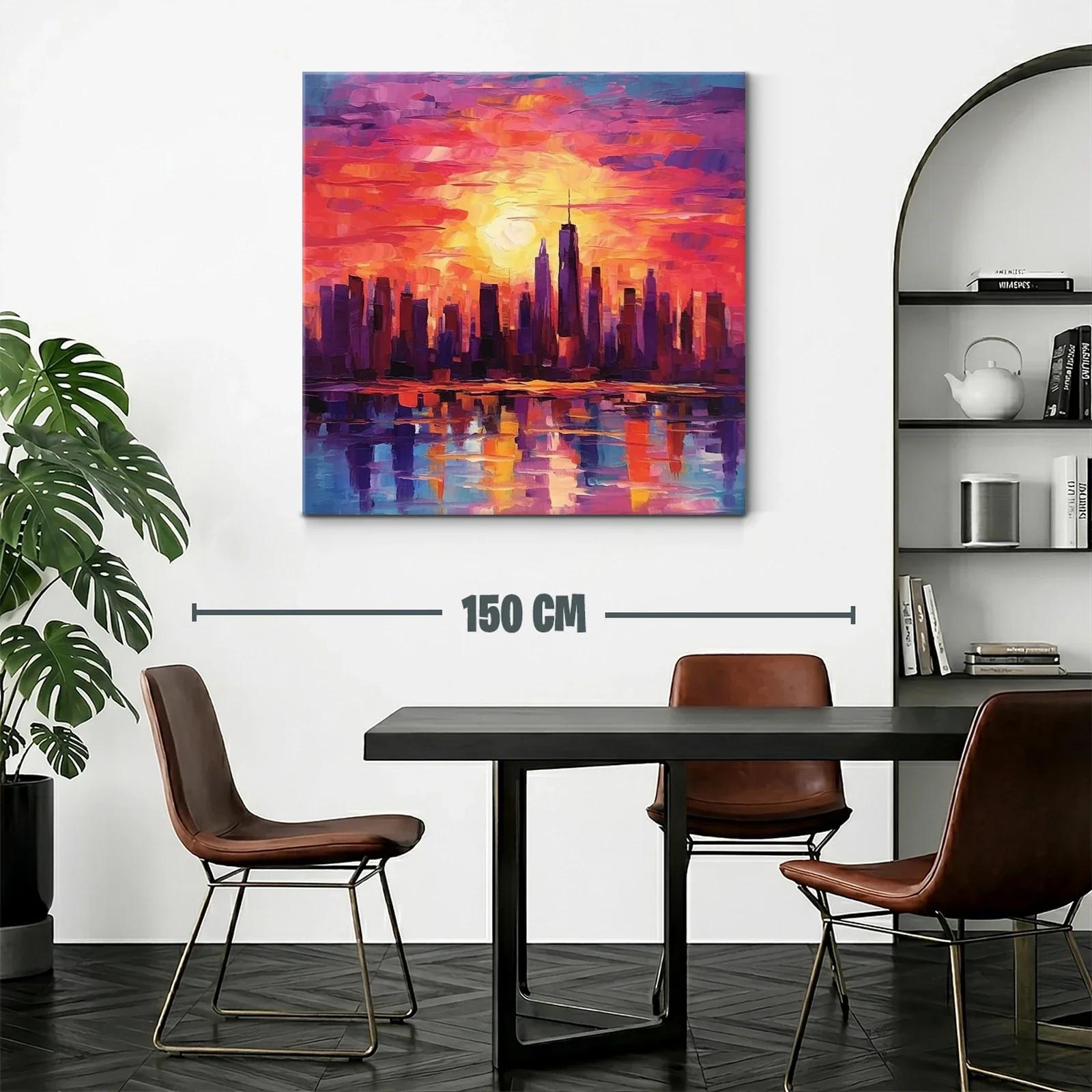Atardecer vibrante sobre una ciudad moderna y reflejos sorprendentes — miniatura 2