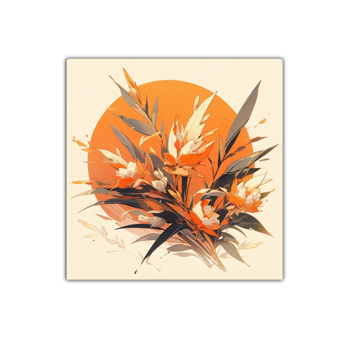 Composición floral con tonos cálidos y naranja intenso — imagen principal