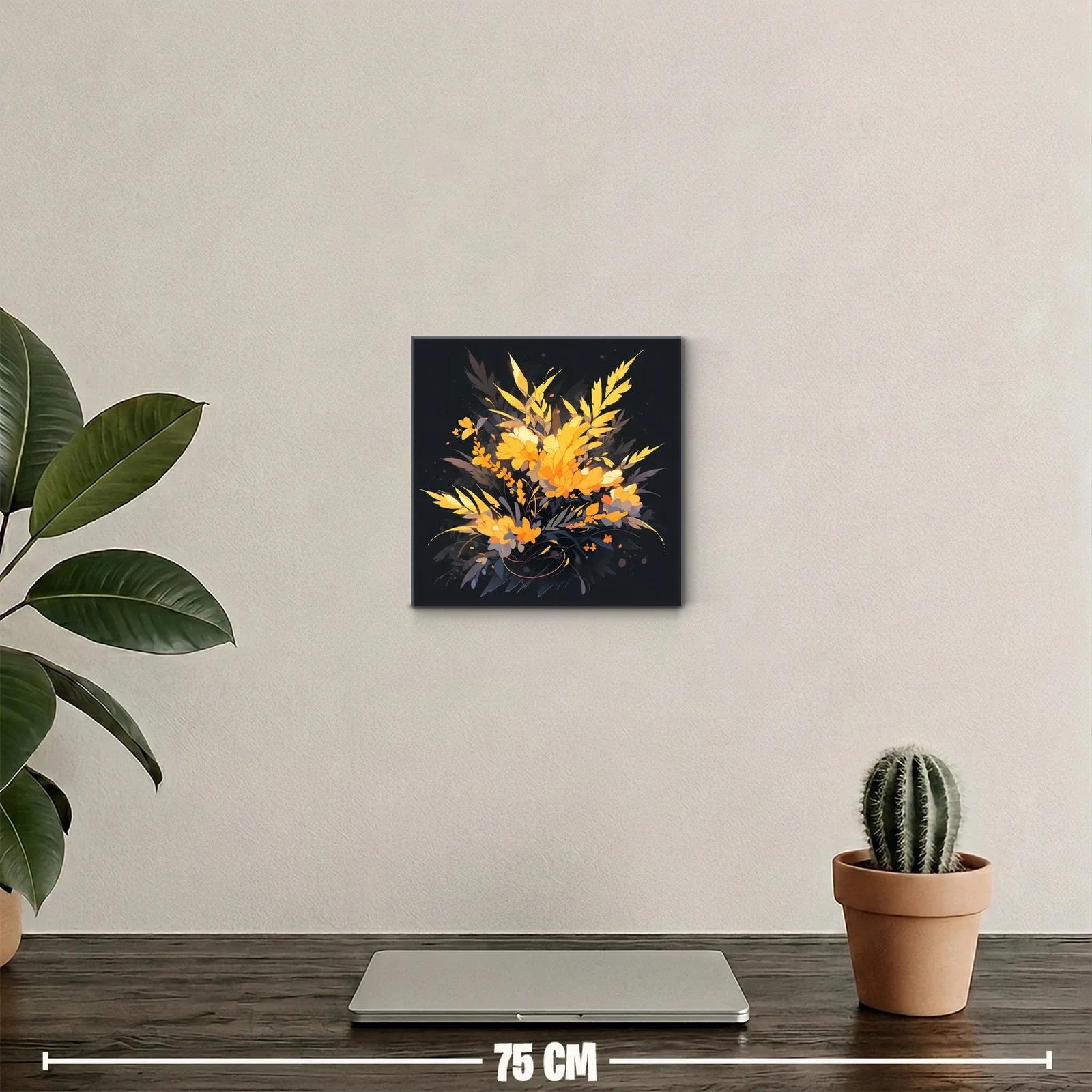 Flores doradas en contraste oscuro con delicado equilibrio — miniatura 2