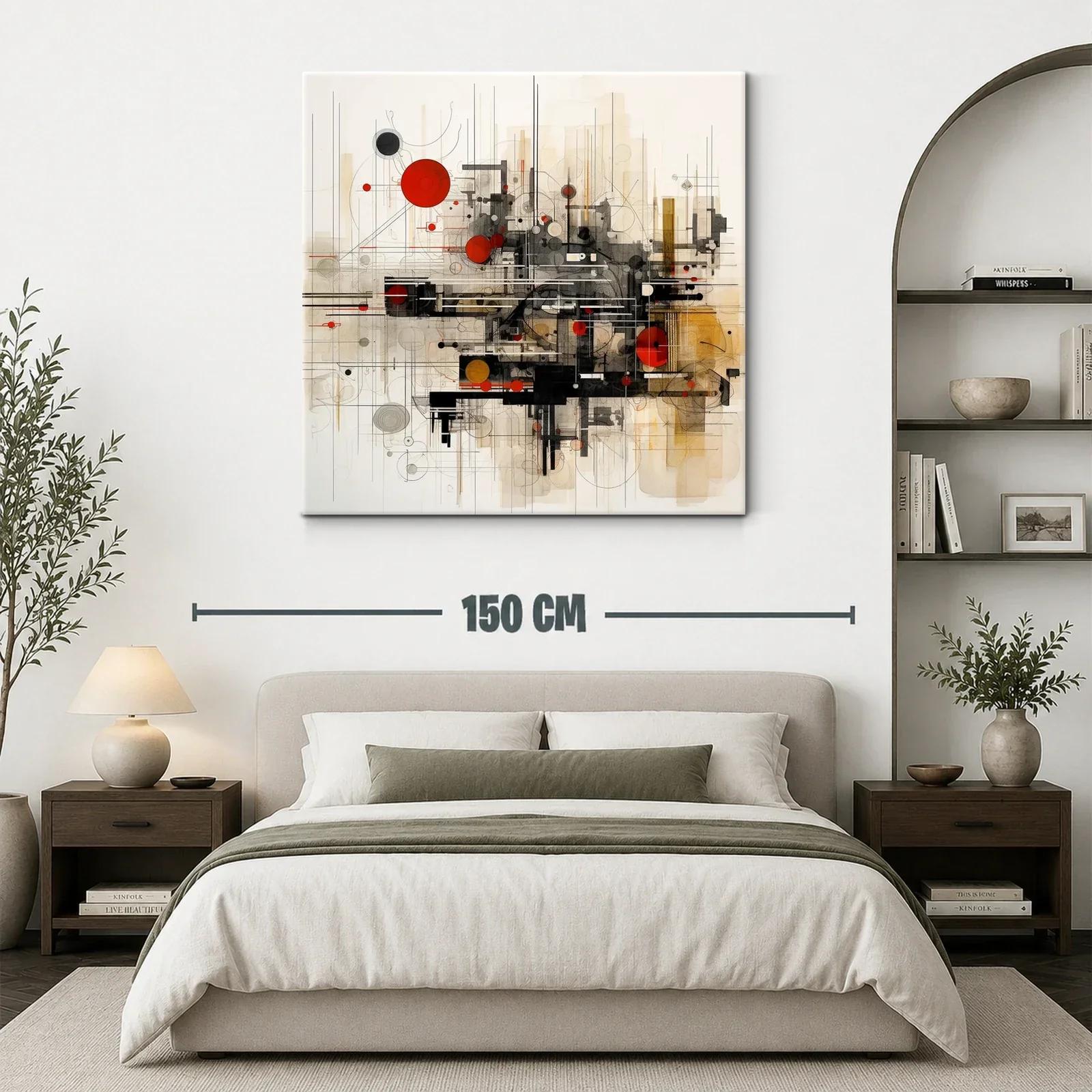 Composición geométrica con toques rojos y negros vibrantes — miniatura 3