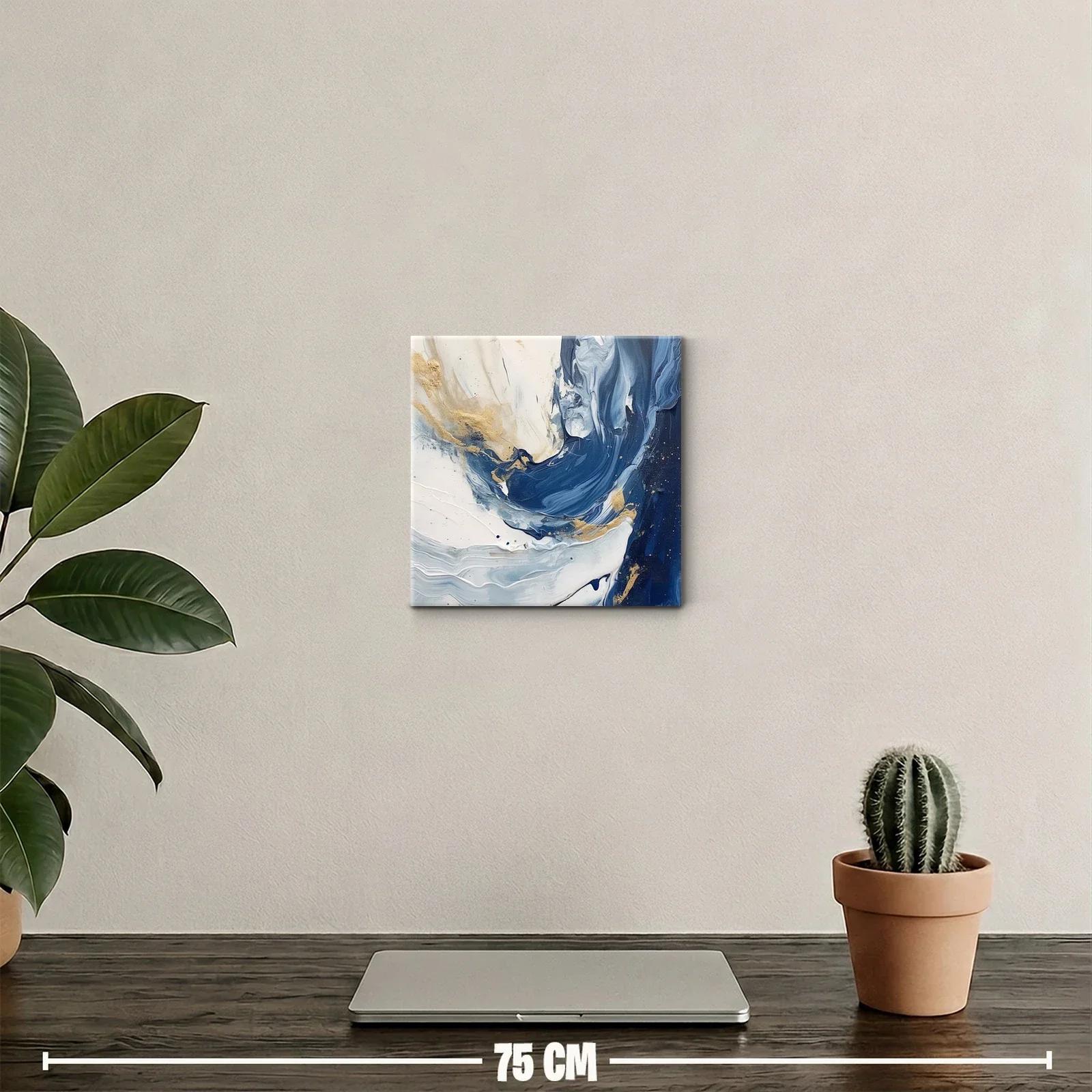 Cuadro abstracto con tonos azules y dorados para decoración — miniatura 2