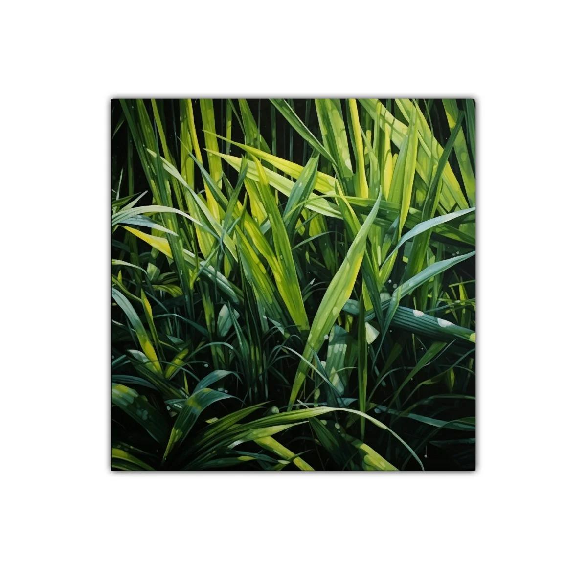 Cuadro decorativo intenso con hojas verdes naturales — imagen principal