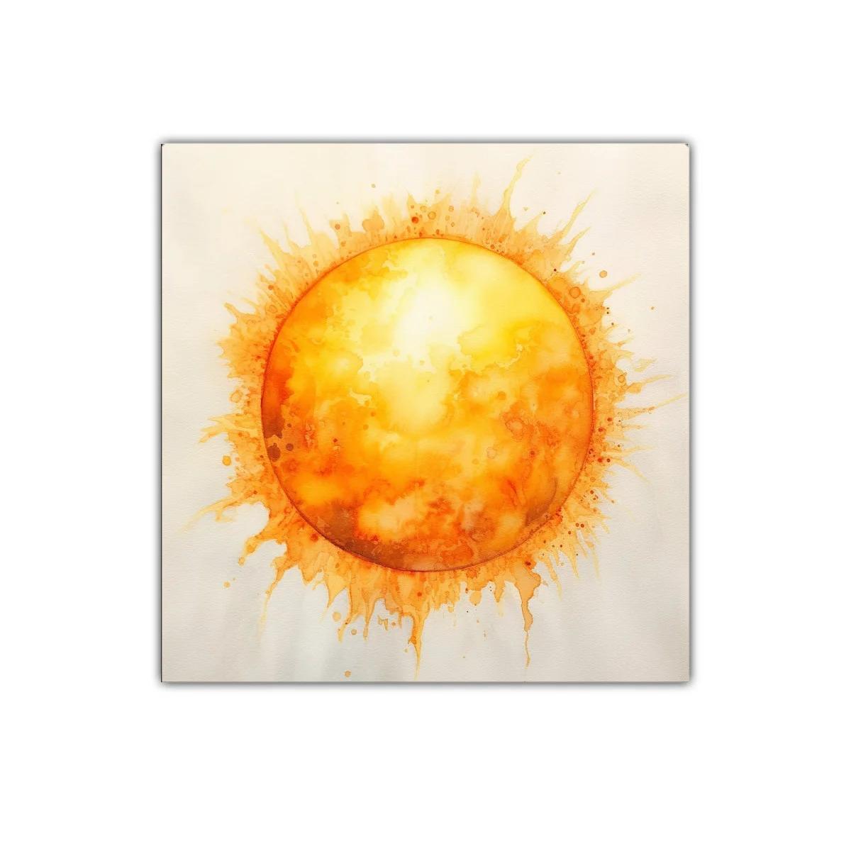 Cuadro decorativo con sol vibrante en tonos cálidos