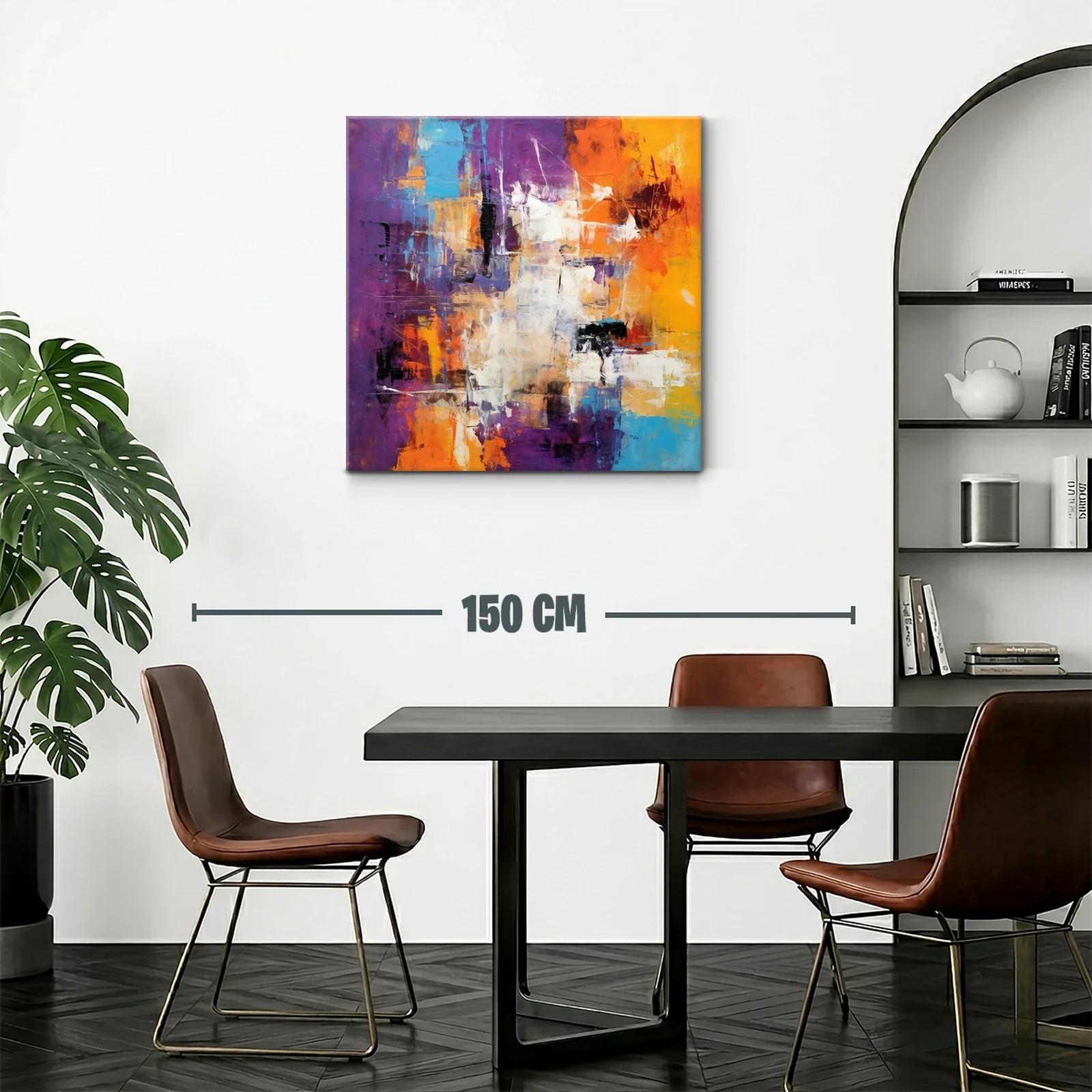 Cuadro abstracto con vibrantes tonos cálidos y fríos — miniatura 2