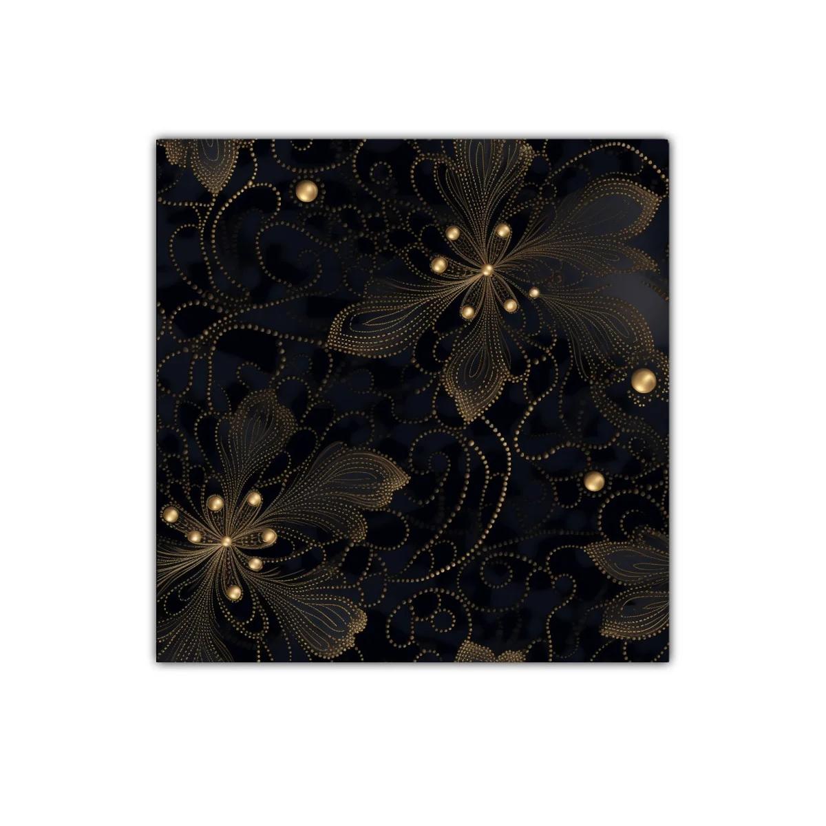 Elegancia floral en tonos dorados sobre fondo negro — imagen principal