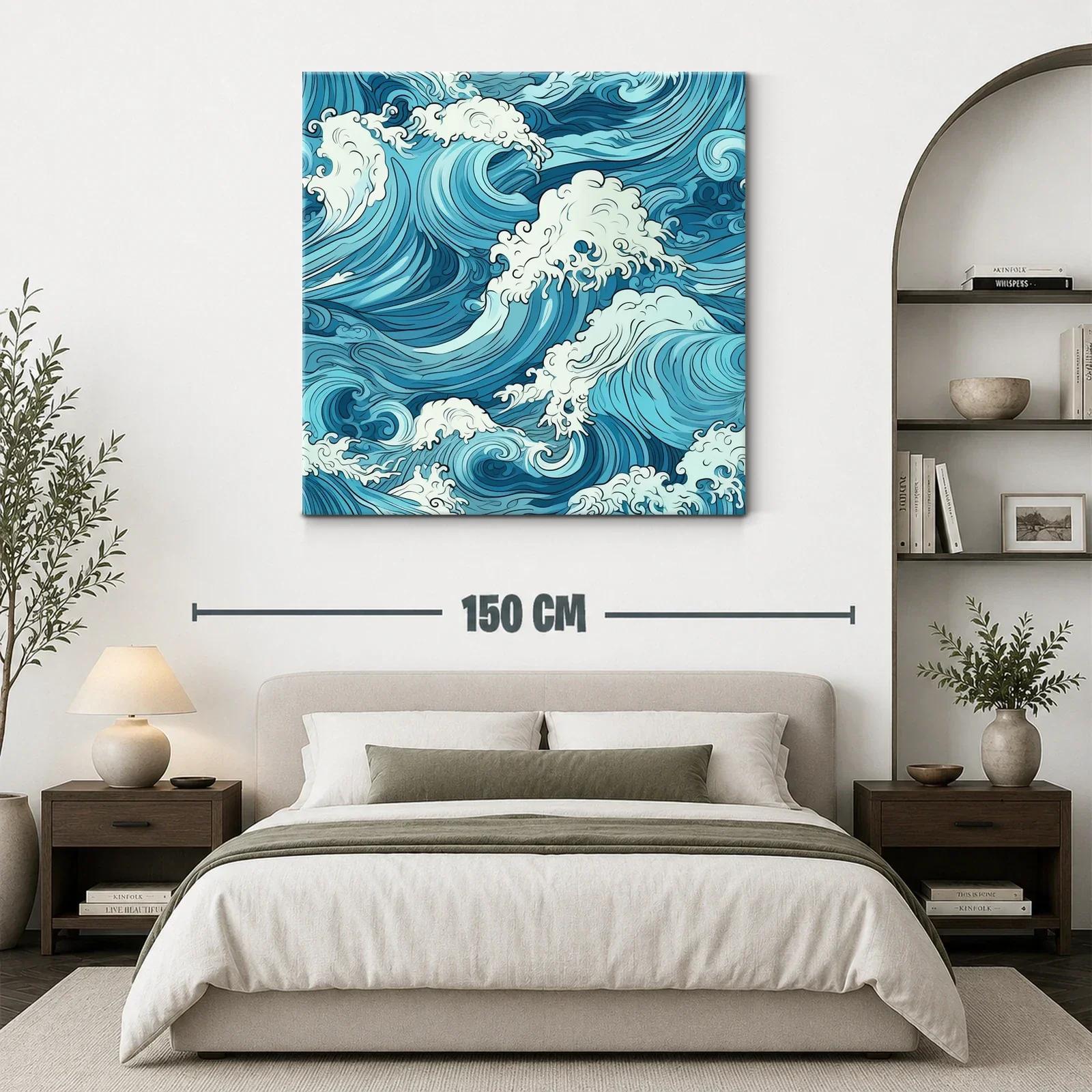 Impresionante obra con olas azules y espuma marina — miniatura 3