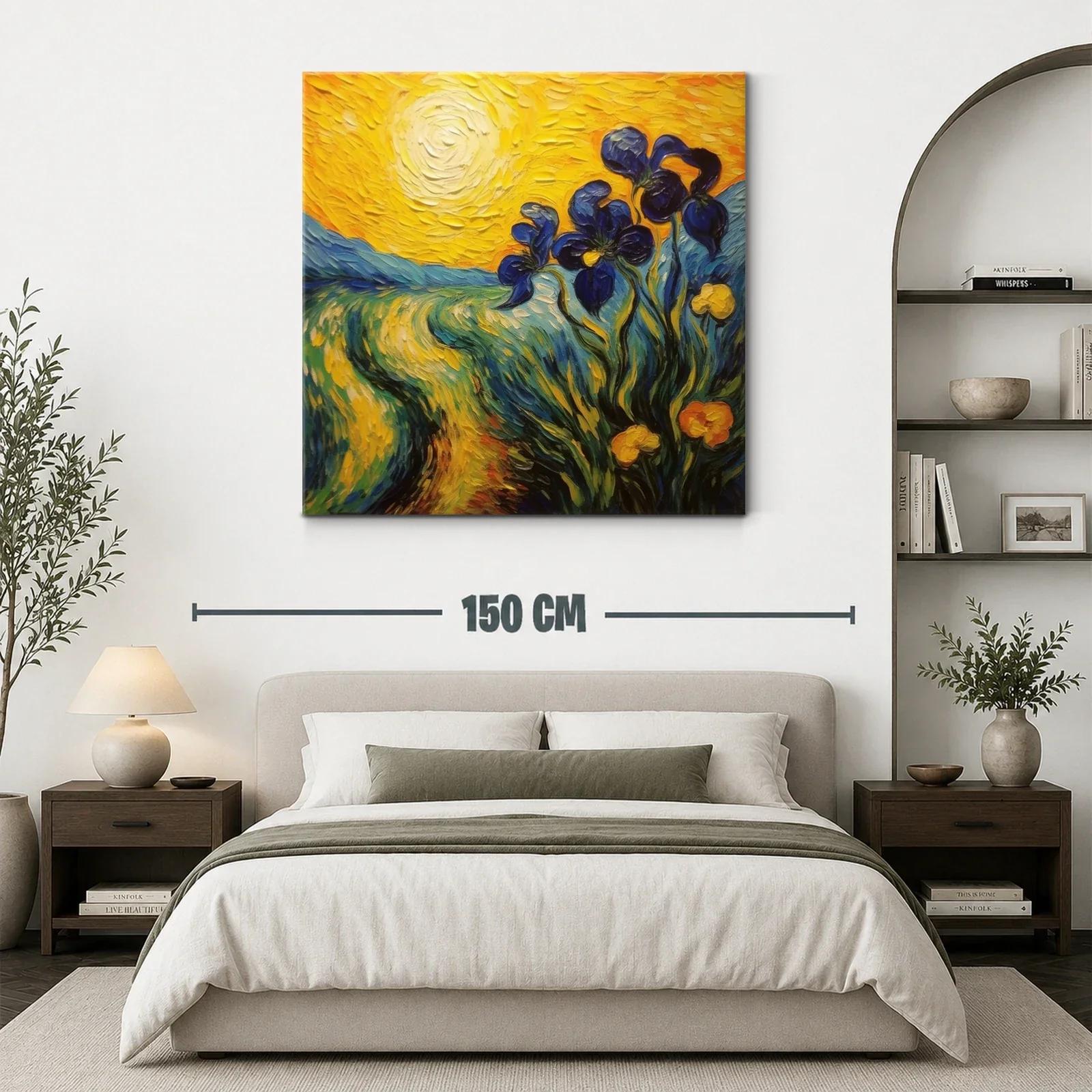 Cuadro vibrante con flores azules bajo el sol brillante — miniatura 3