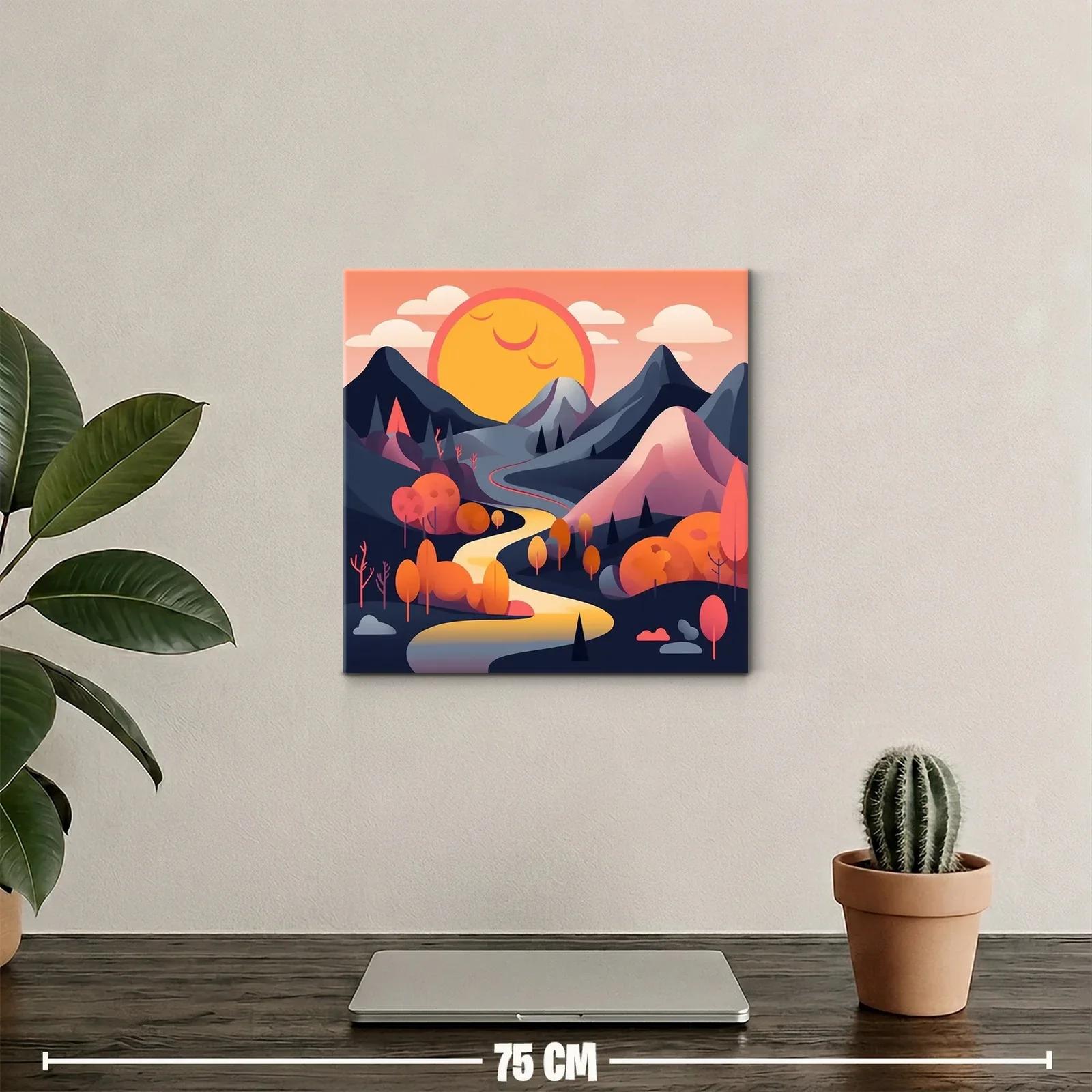 Paisaje sereno con camino y sol radiante al atardecer — miniatura 2