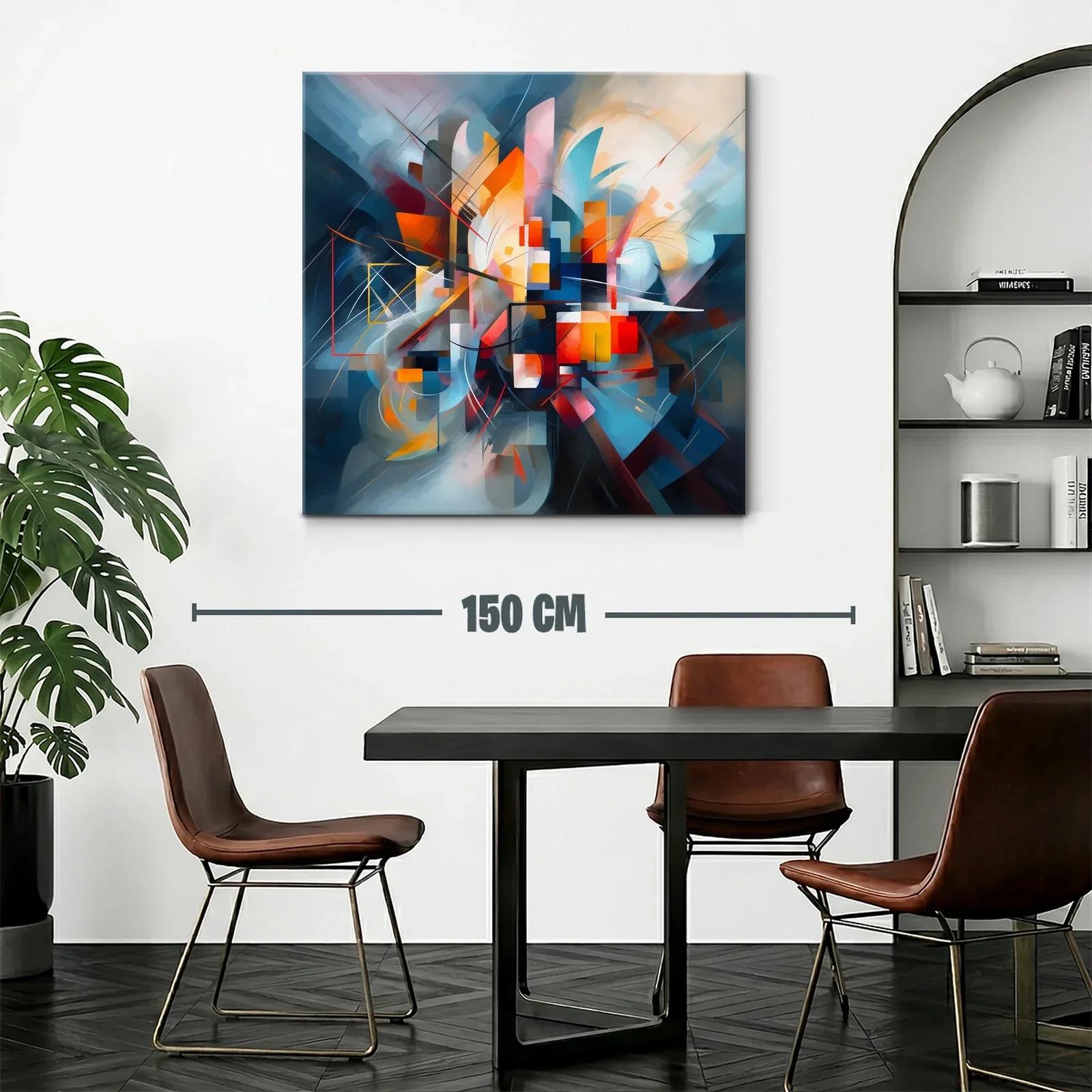 Cuadro abstracto con tonos vibrantes y formas dinámicas — miniatura 2