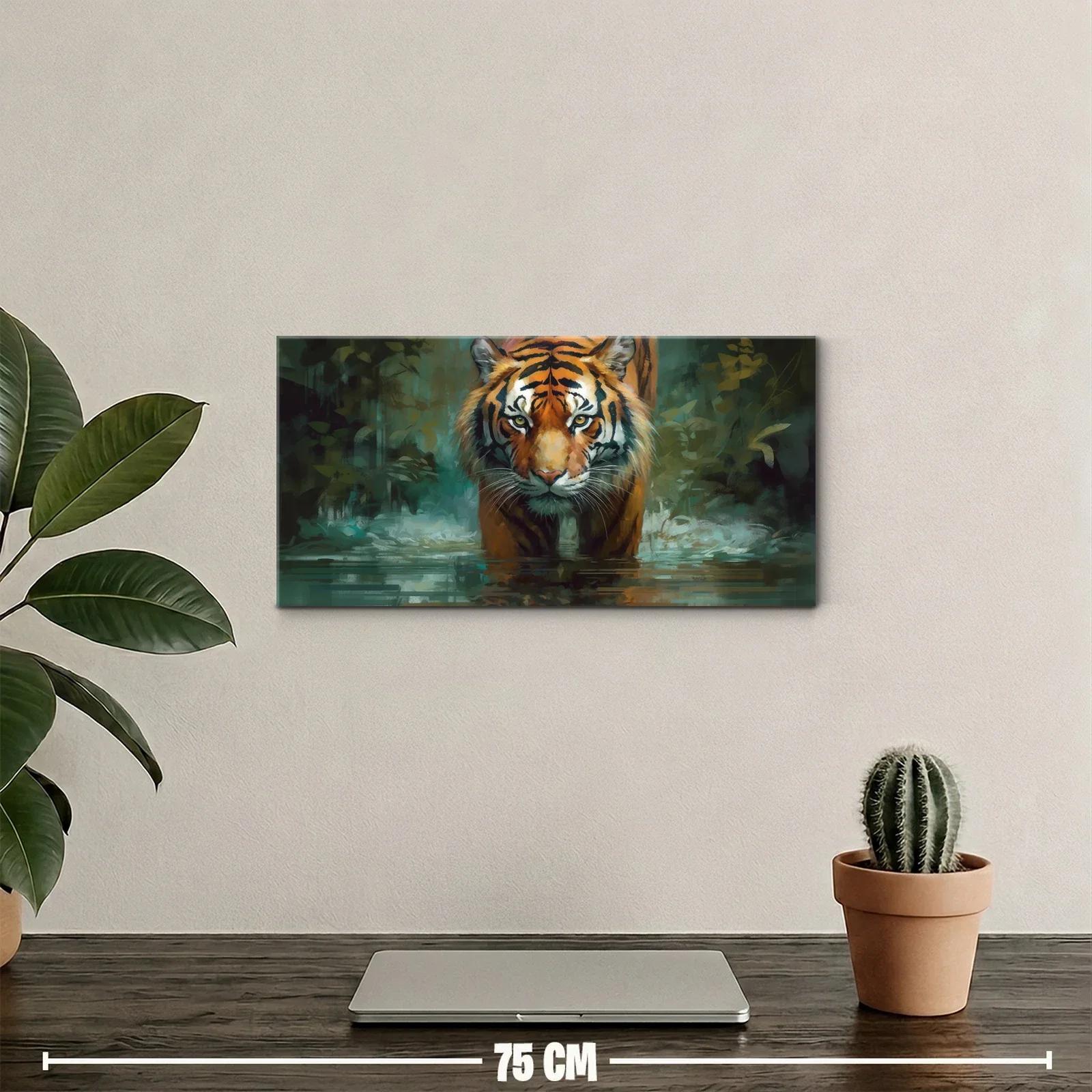 Cuadro tigre avanzando por agua — miniatura 2