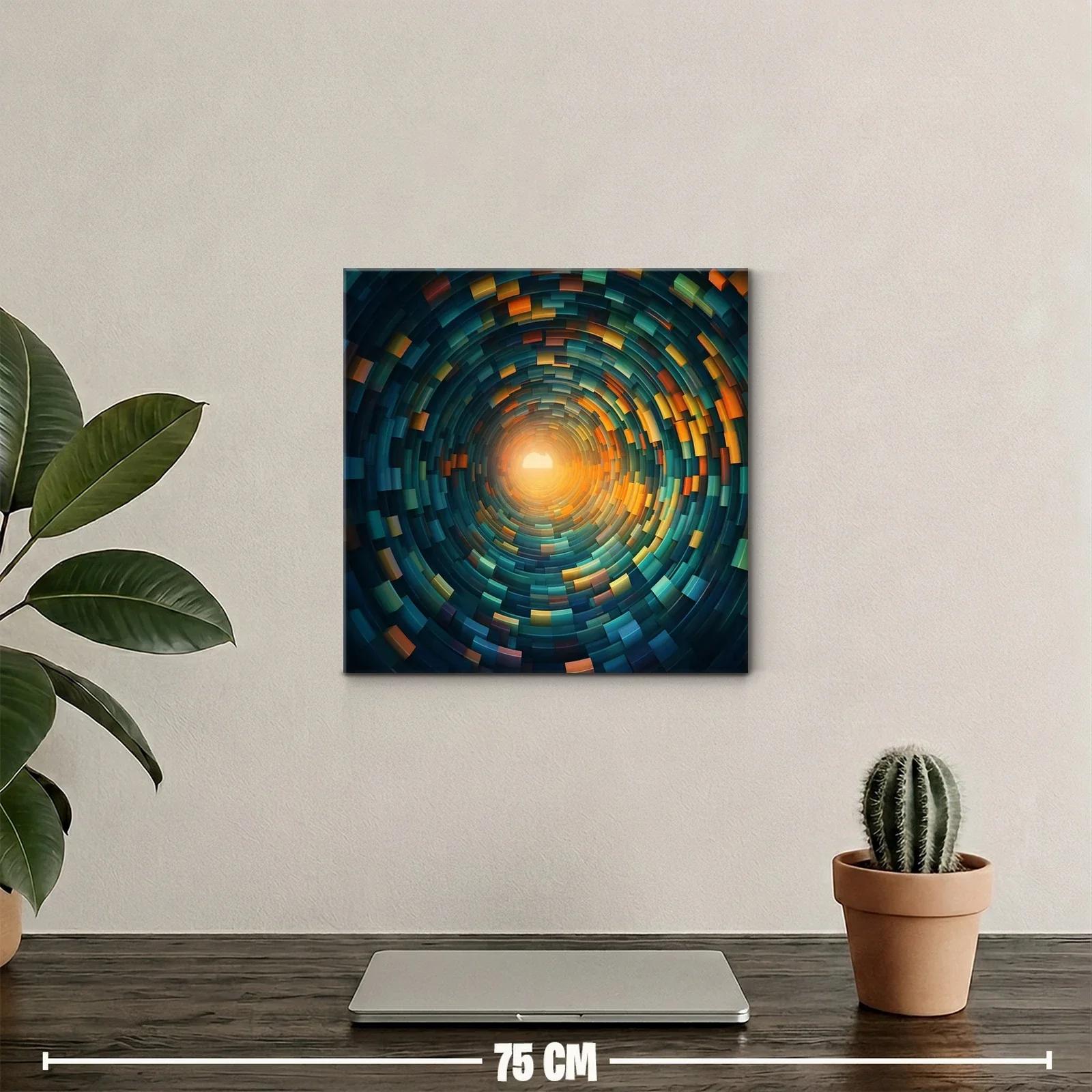 Composición circular en tonos azulados y cálidos energéticos — miniatura 2
