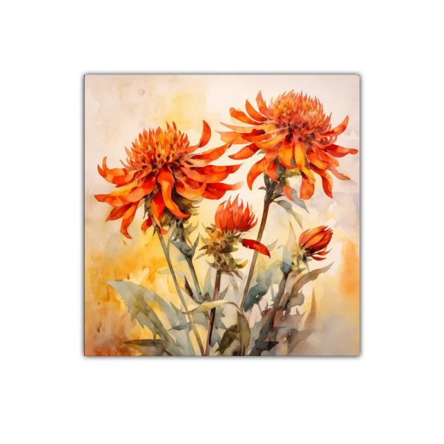 Cuadro decorativo con flores en tonos naranja intensos