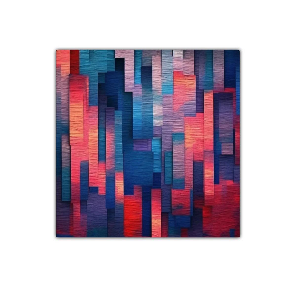 Composición abstracta en tonos cálidos y fríos vibrantes